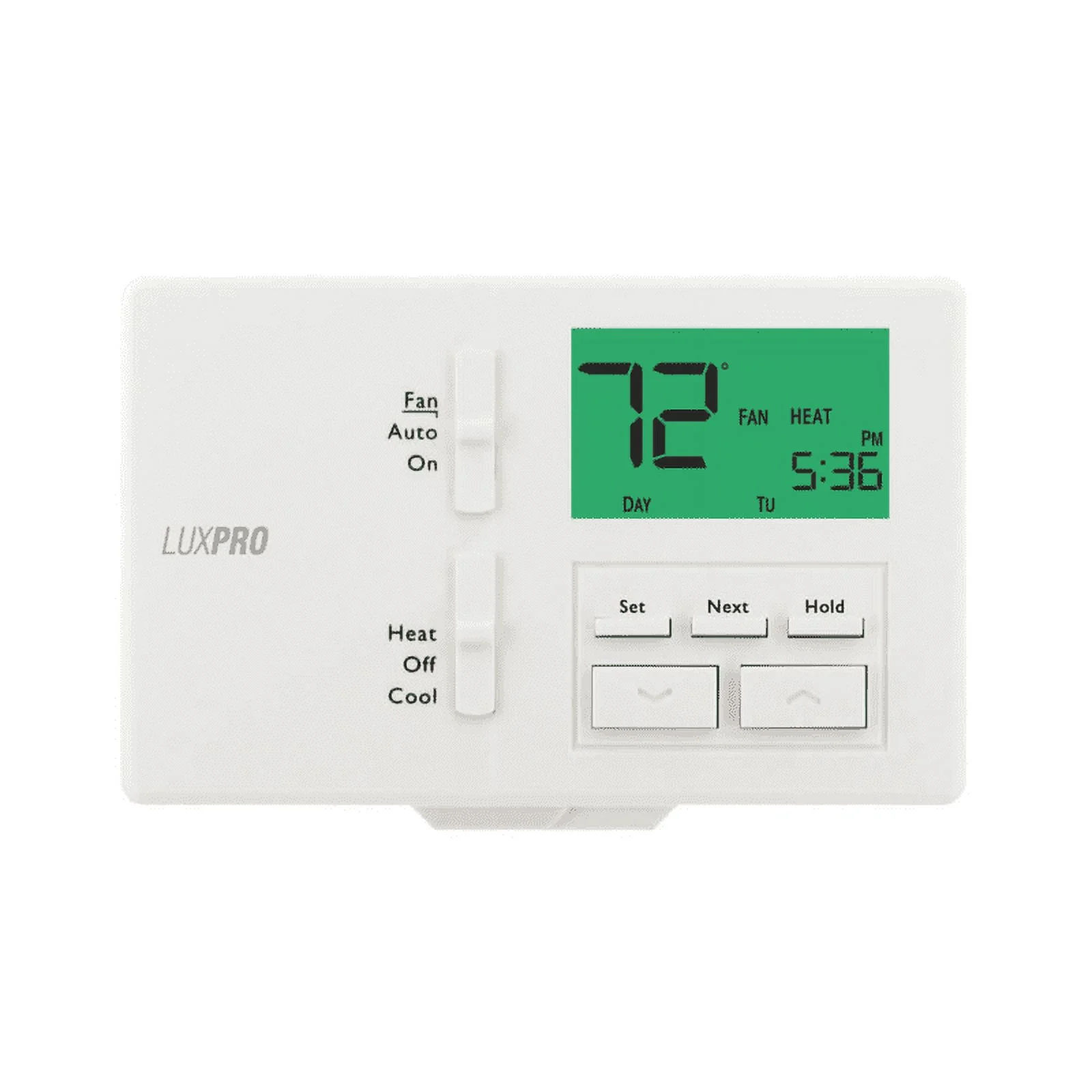 Lux New P721-010, 5/2-day Non/Programming Thermostat, Horizontal Mount (2 Heat - 1 Cool) Wall plate