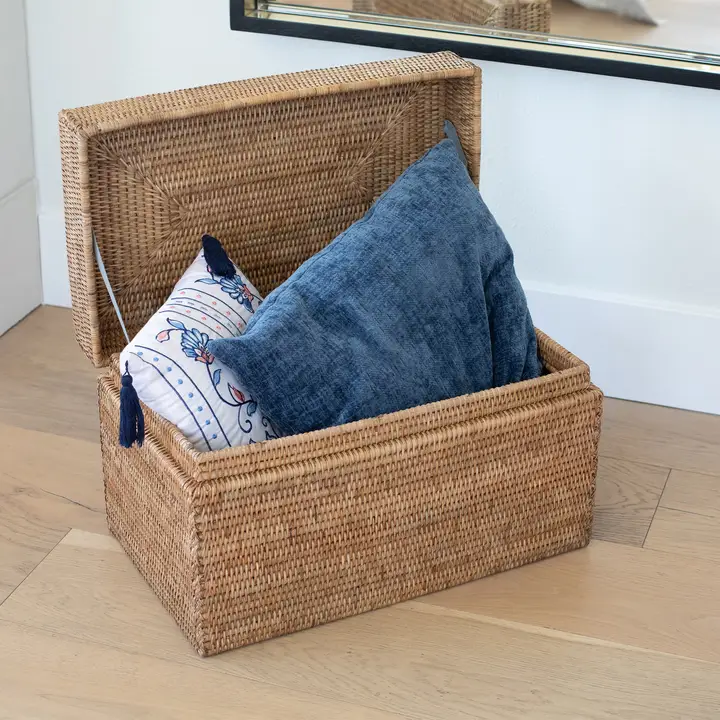 Rattan Rectangular Hinged Storage Chest