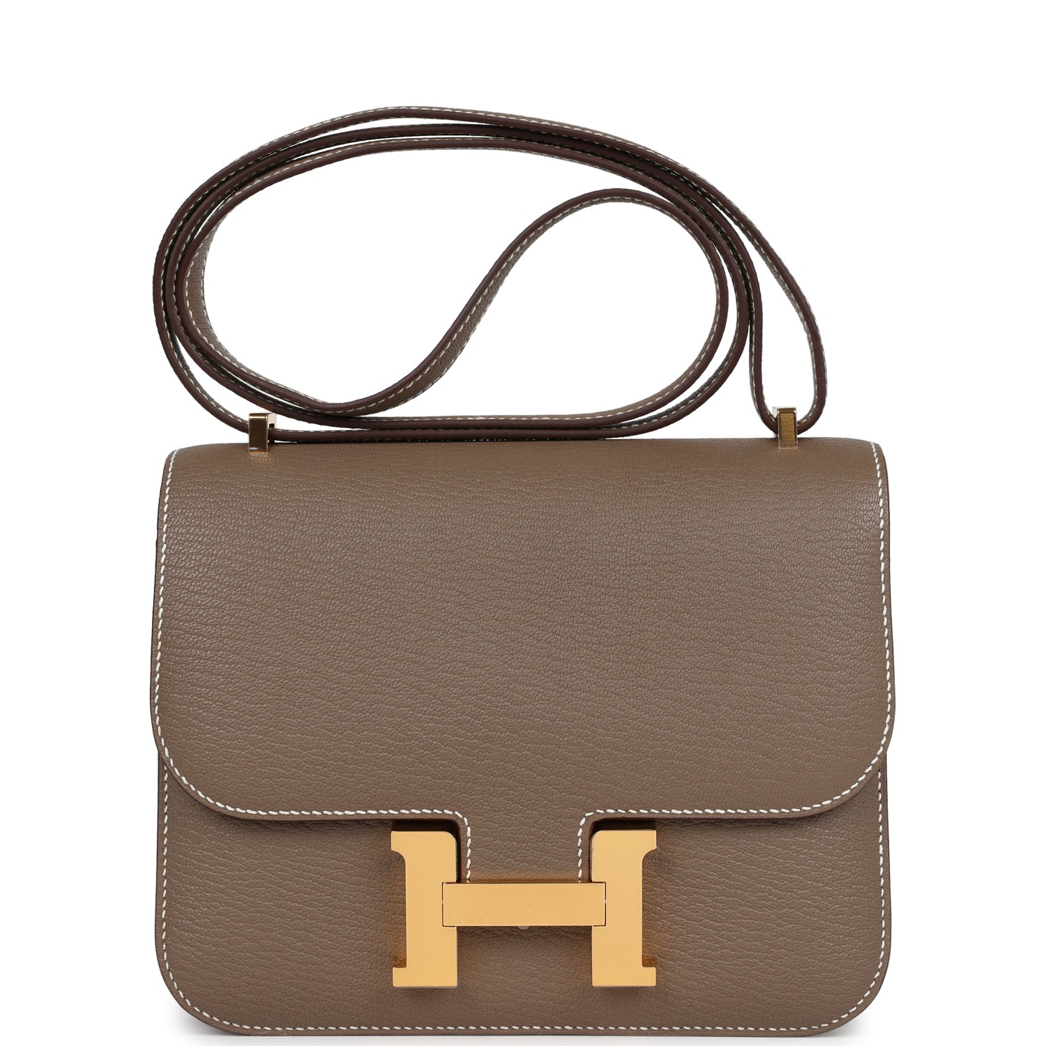 Constance 18 Etoupe Chevre Mysore Gold Hardware