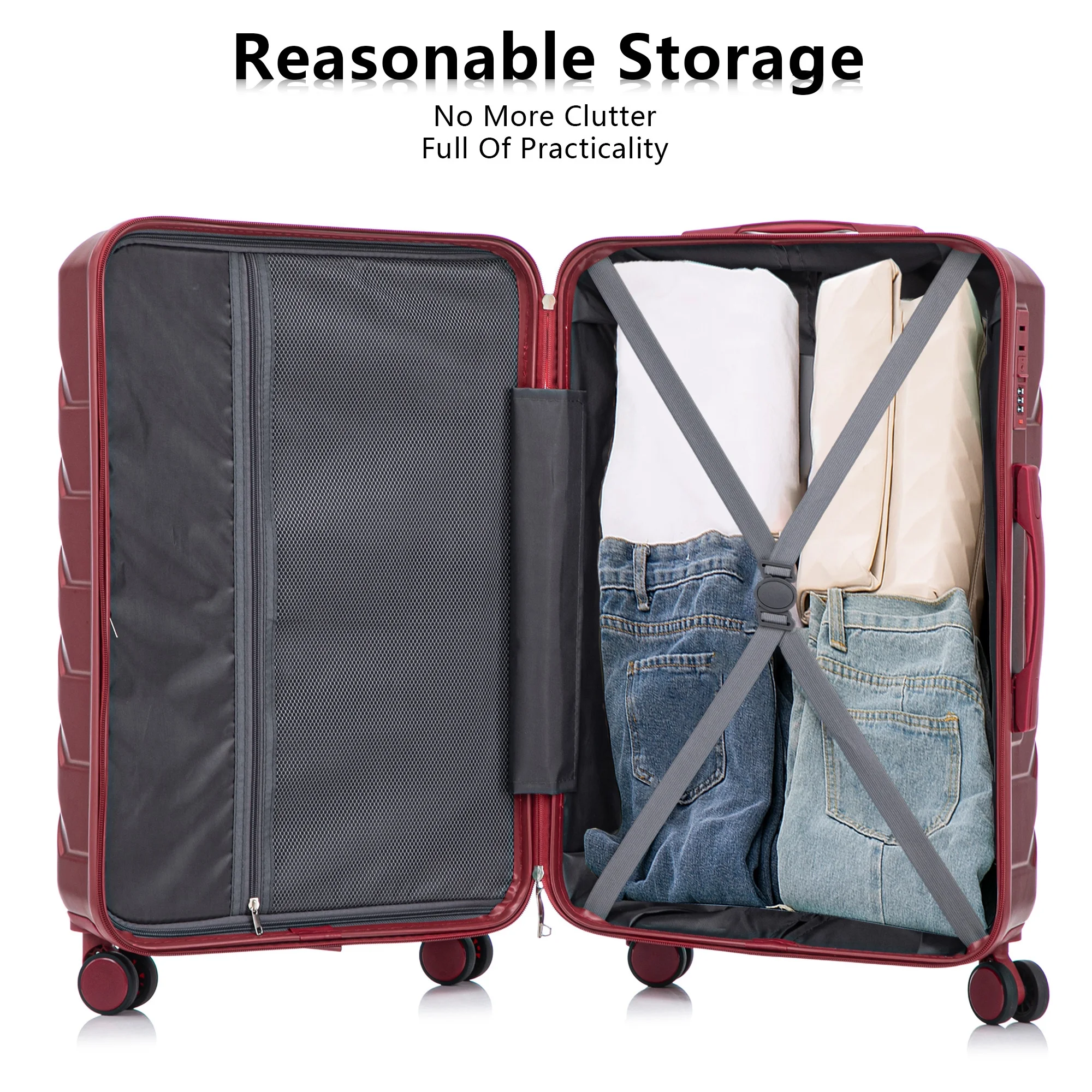 Luggage Sets 3 Piece(20/24/28), Expandable Carry On Suitcase with ABS Spinner Wheel TSA Lock