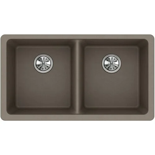 Elkay ELGU3322 White Granite Composite 33in Rectangle Double Bowl Undermount Sink