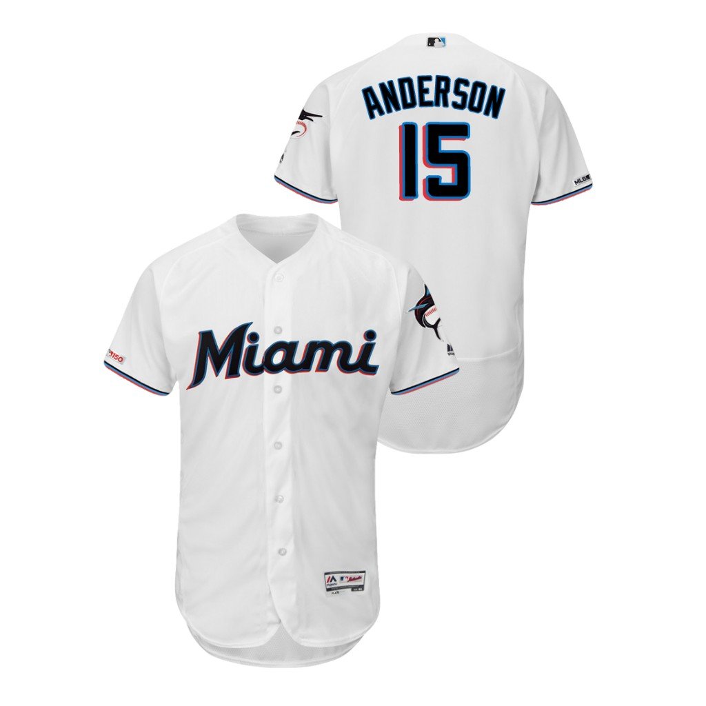 Mens Miami Marlins Brian Anderson Cool Base Replica Jersey White