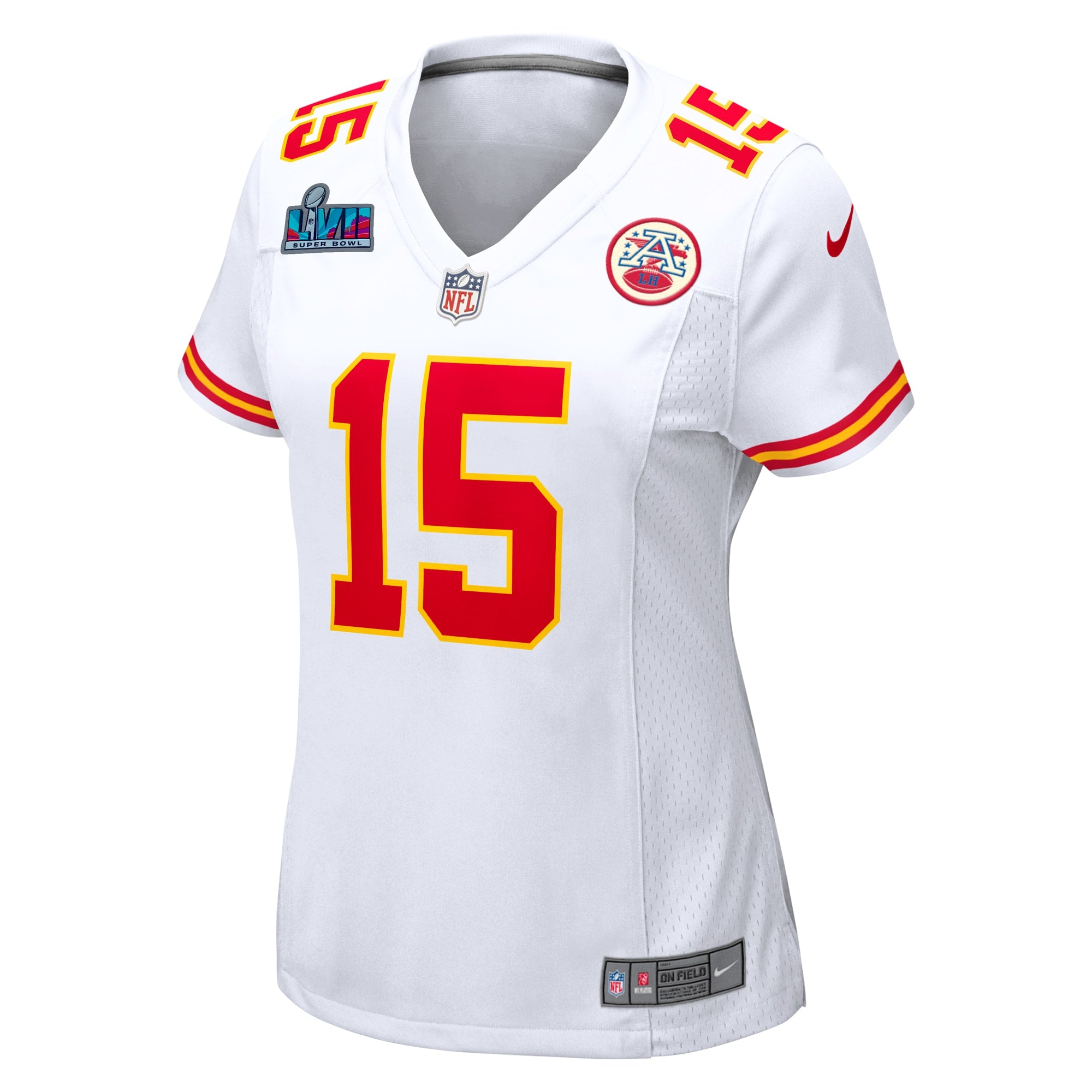 Patrick Mahomes Kansas City Chiefs Nike Women's Super Bowl LVII Patch Away Game Jersey - White