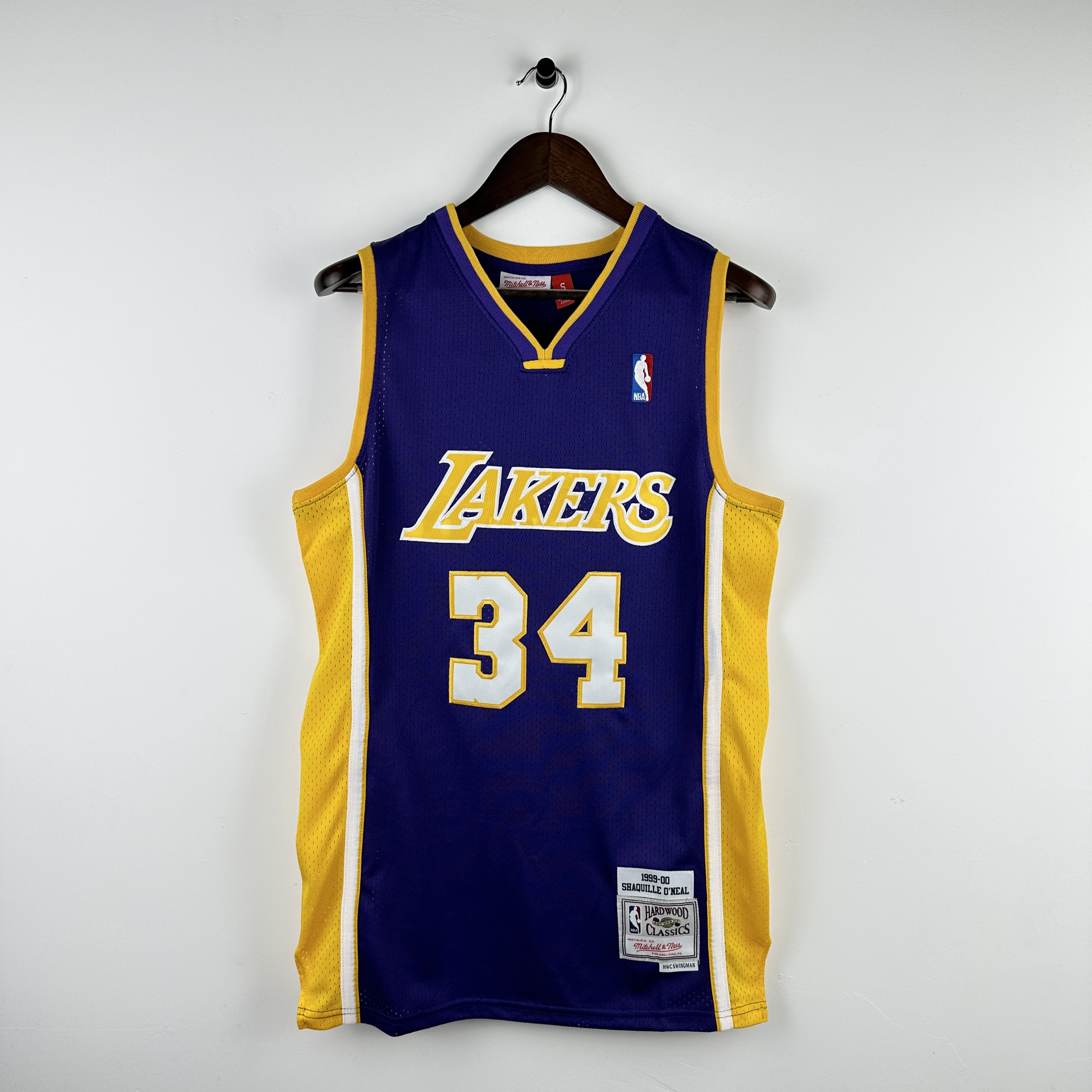 Embroidered MN Retro Jersey Lakers 99/00 Season V-neck Purple No. 34 O'Neal