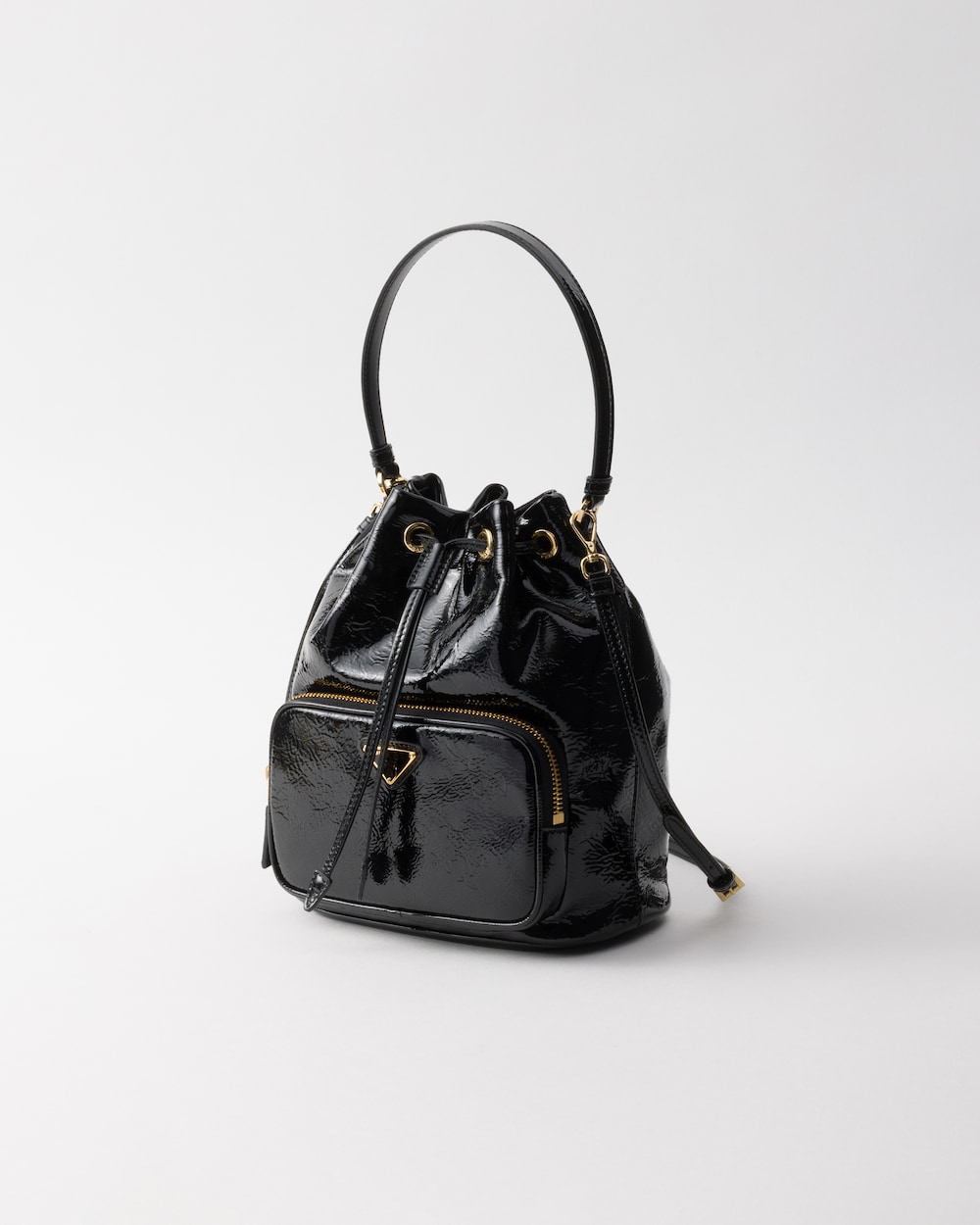 Duet Naplak Patent Leather Bucket Bag