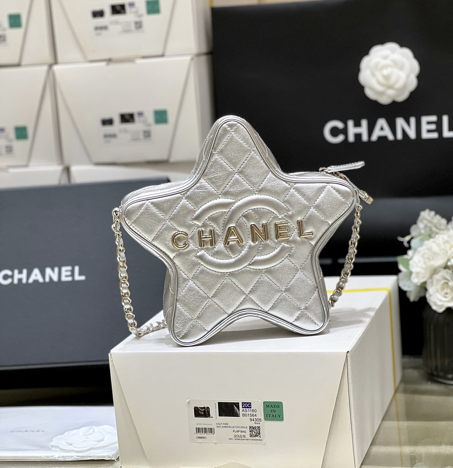 [15A] Chanel Metallic Quilted Walk of Fame Star Bag