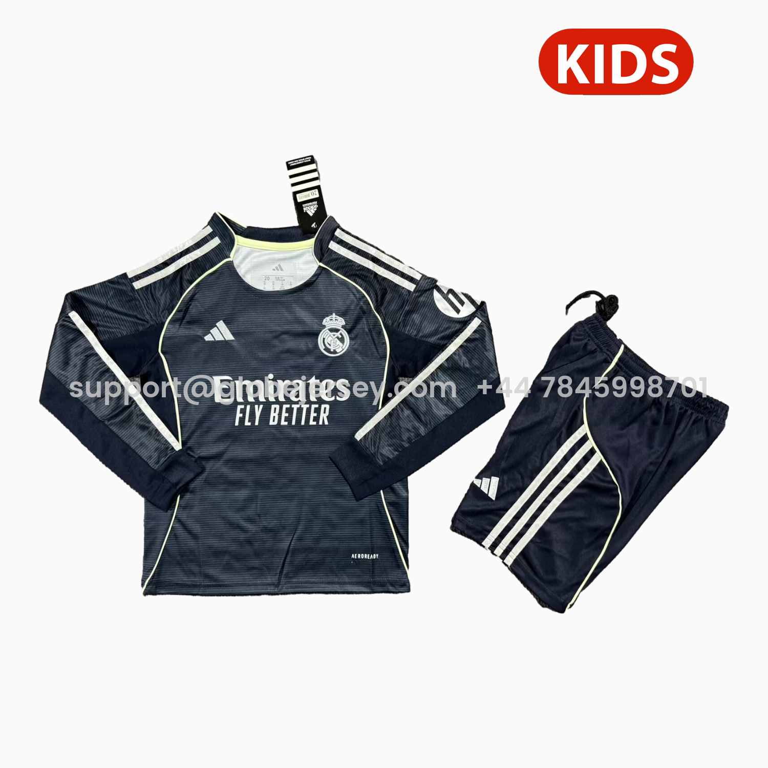 Real Madrid 25-26 Away Long Sleeves Kids Kit - Fans Version