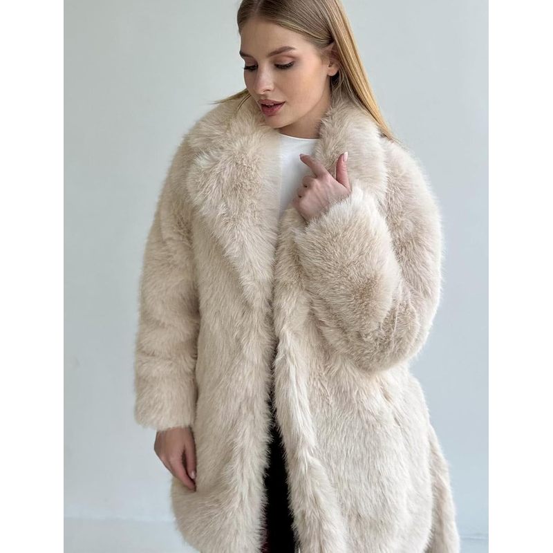 Women's Long Faux Fur Coats Fluffy Faux Fur Jacket Long
