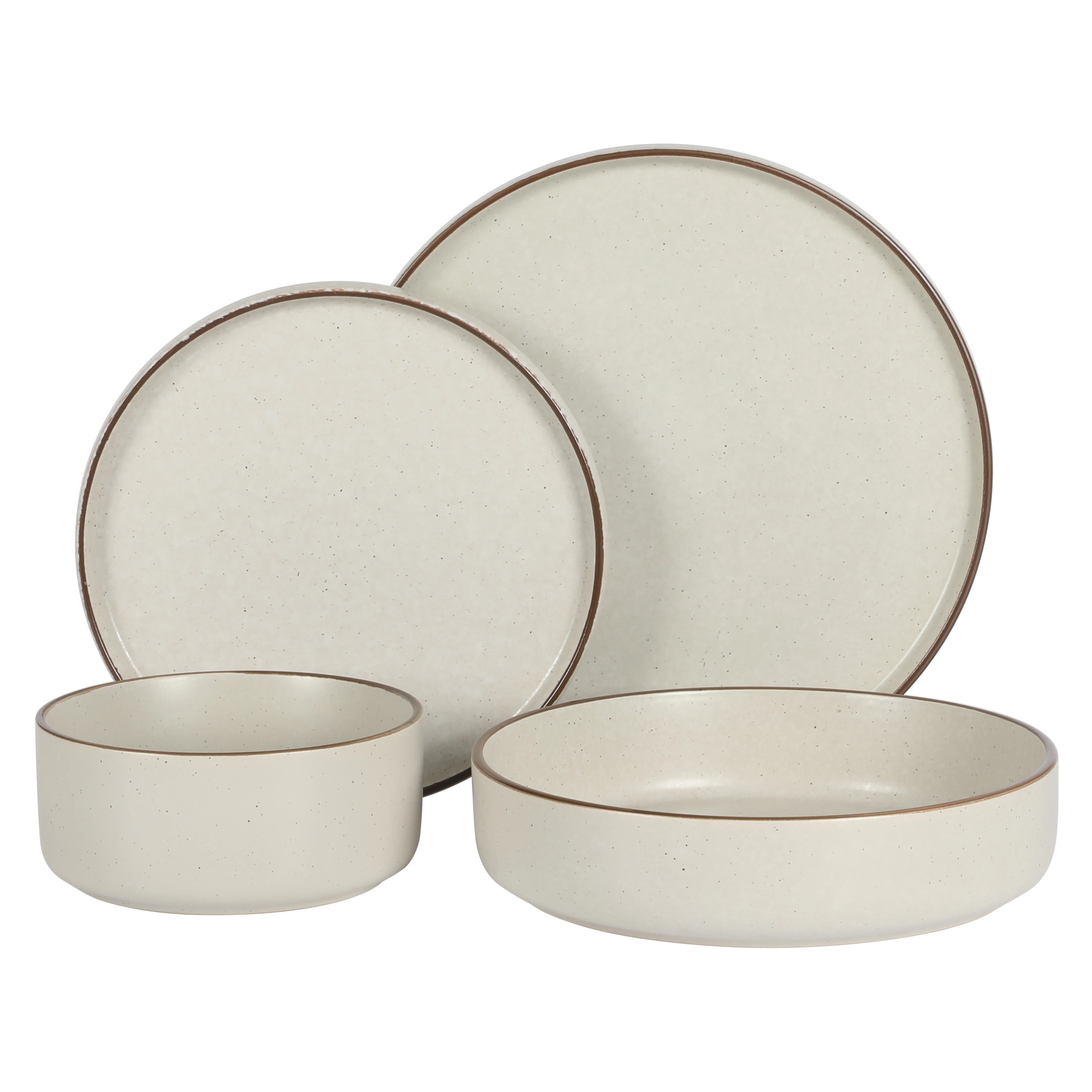 Gibson Elite Gelston Stoneware Matte Reactive Glaze 16 Piece (Service for 4) Plates and Bowl Dinnerware Set - Grey