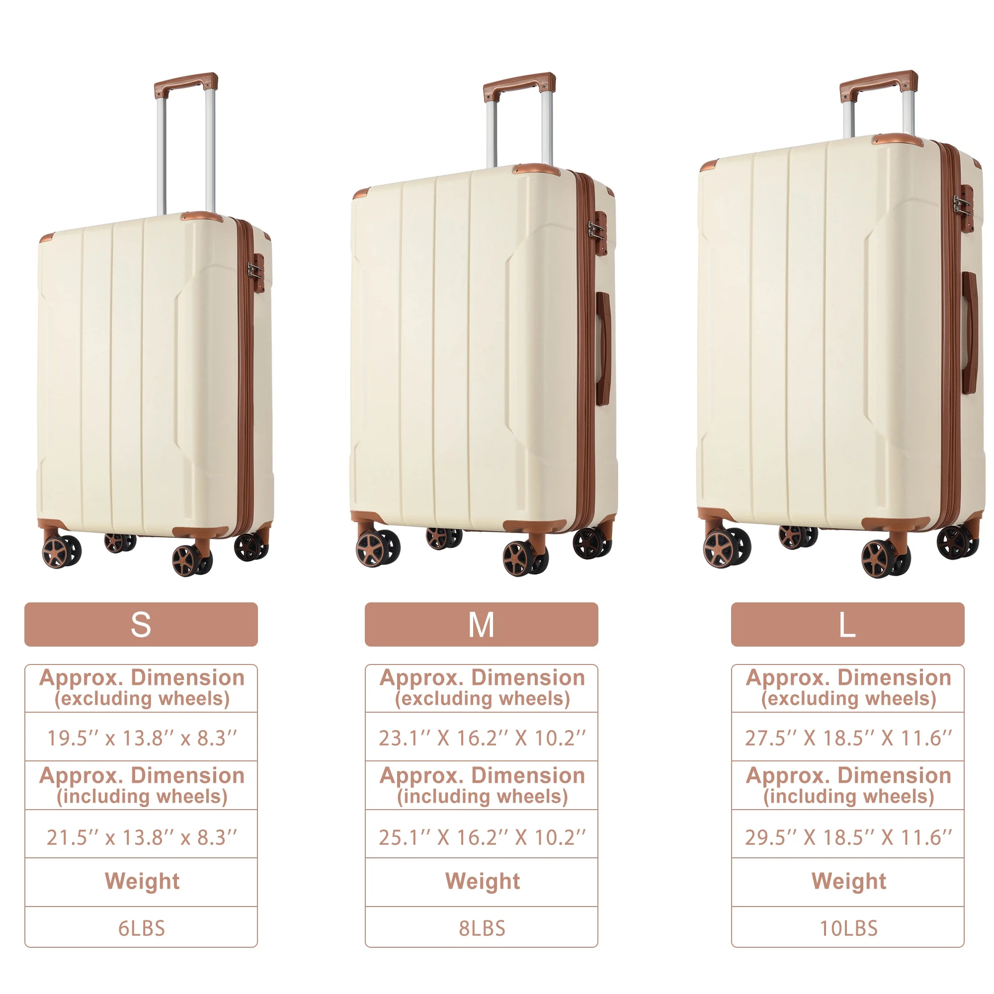 Luggage Sets 3 Piece, Expandable Hard shell ABS Suitcases with Double Spinner, Travel luggage Set