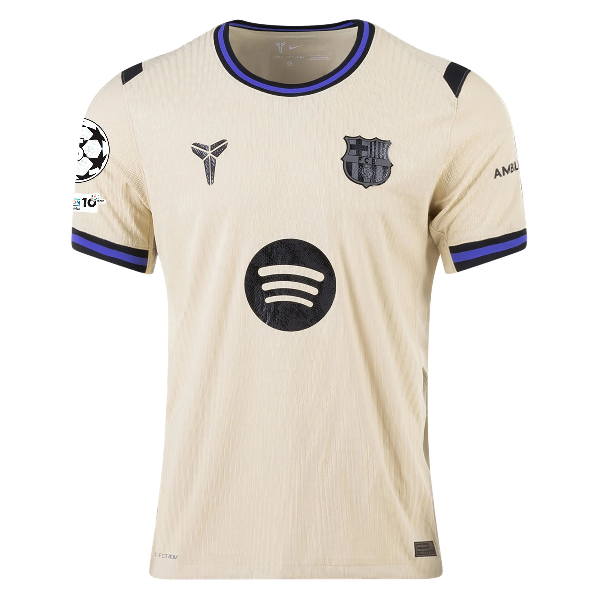 Nike Robert Lewandowski Men's FC Barcelona Authentic Away Jersey w/ Champions League Patches (Team Gold/Persian Violet/Black)