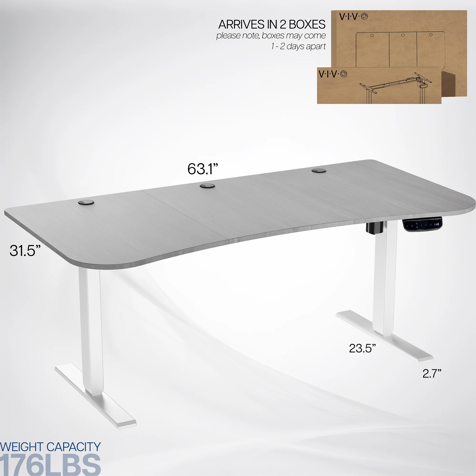 VIVO Reclaimed Wood / Black 63�?x 32�?Electric Height Adjustable Stand Up Desk