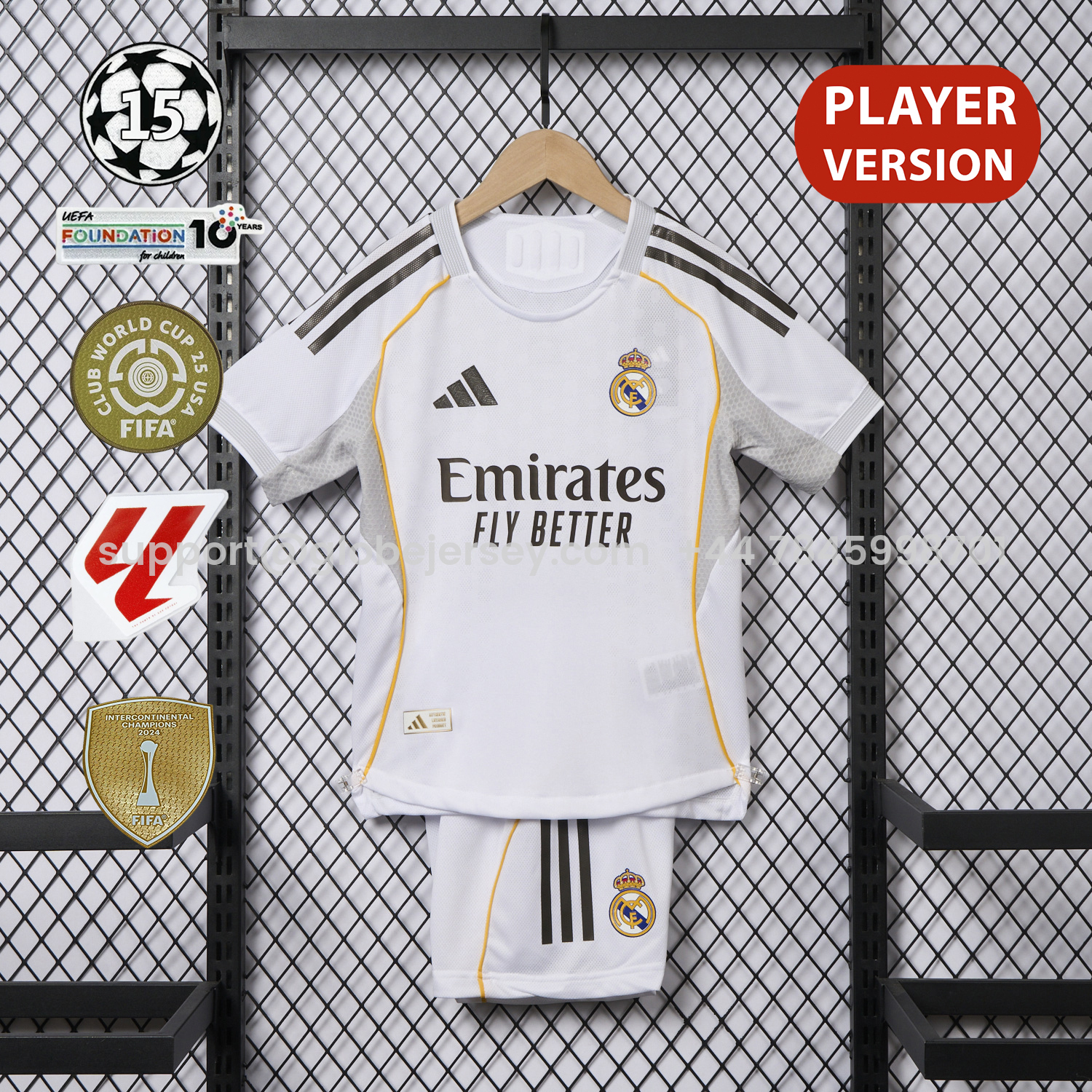 Real Madrid 25-26 Home White Kids Kit - Player Version