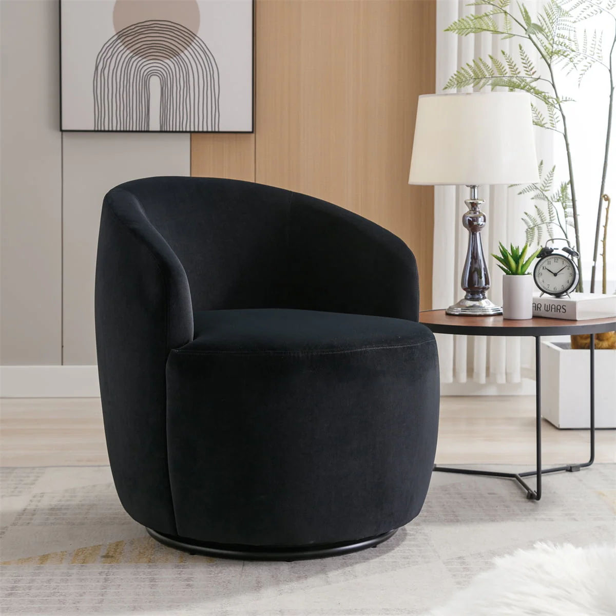 Swivel Accent Chair,Modern 360°Swivel Barrel Chair Leisure Chair,Accent Round Barrel Chair Reading Chair,Round Bucket Arm Chair with Comfy Tufted Back for Living Room Bedroom,Light Pink