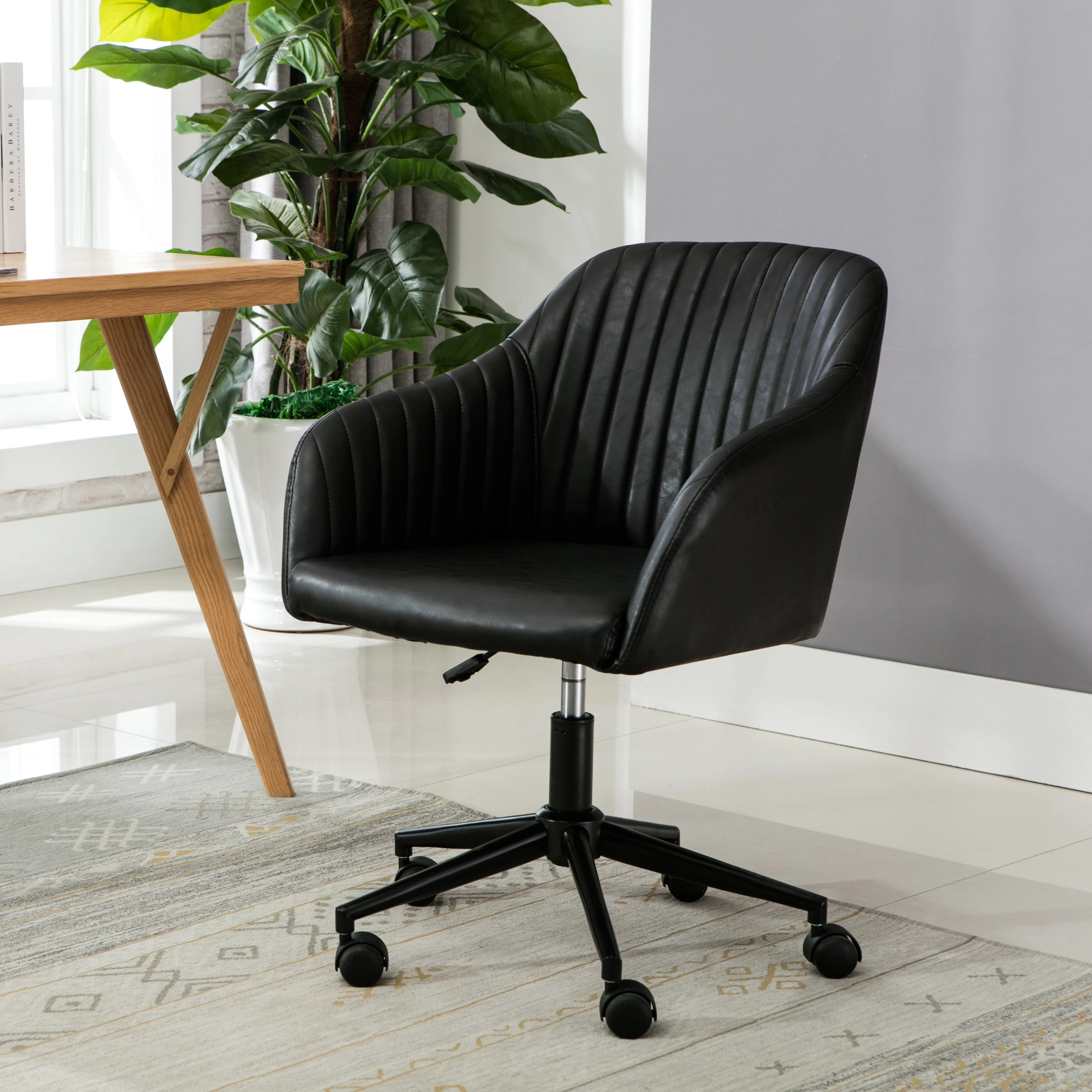 Porthos Home Madison Office Desk Chair, Tufted PU Leather Upholstery