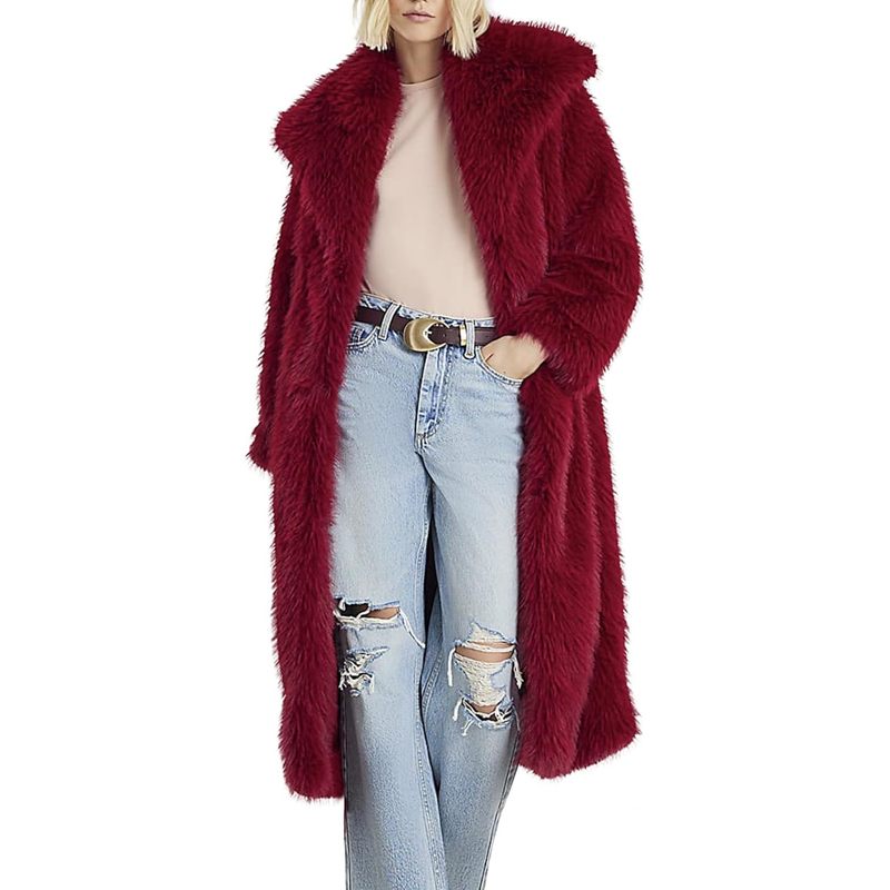 Women's Long Faux Fur Coat Long Sleeve Lapel