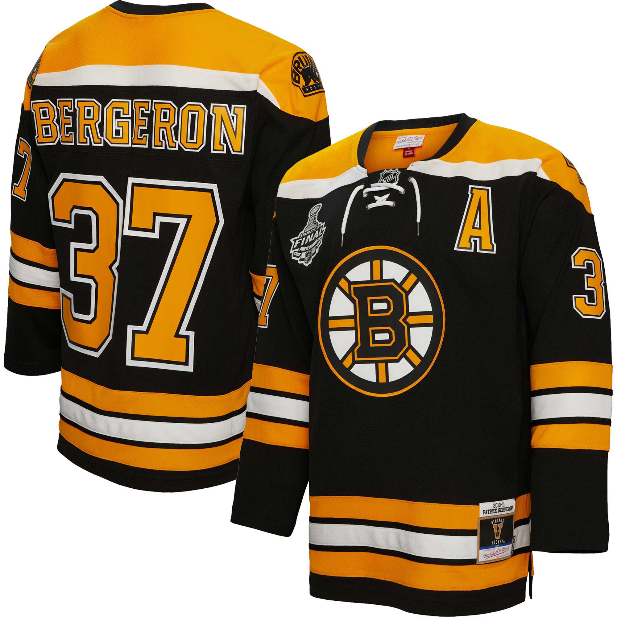 Patrice Bergeron Boston Bruins Mitchell & Ness Big & Tall 2010 Alternate Captain Patch Blue Line  Jersey – Black