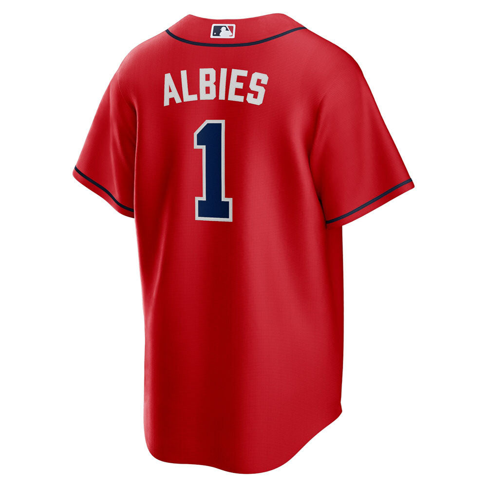 Men's Atlanta Braves Ozzie Albies Alternate Player Name Jersey - Red
