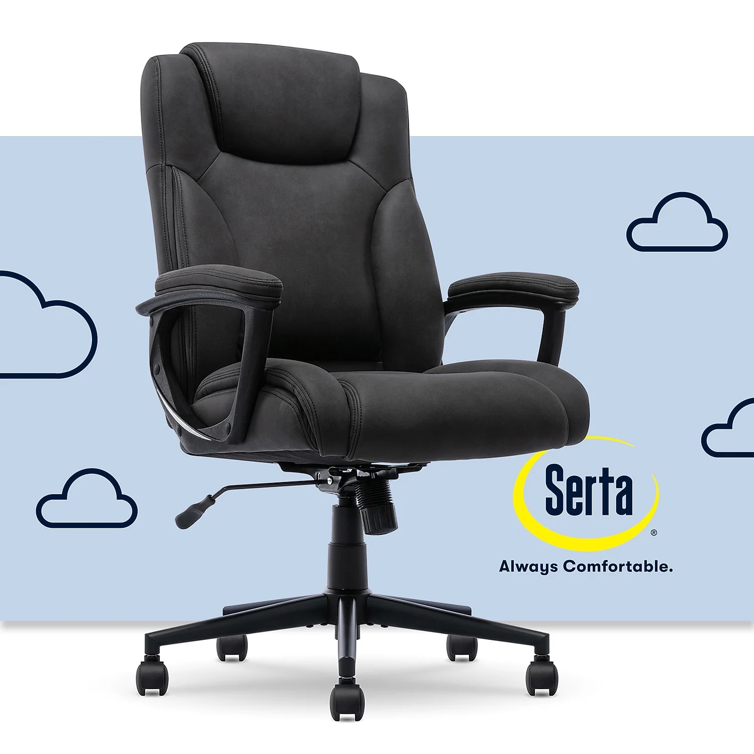 Serta Comfort Eco Office Ergonomic Computer Chair Lumber Support Black