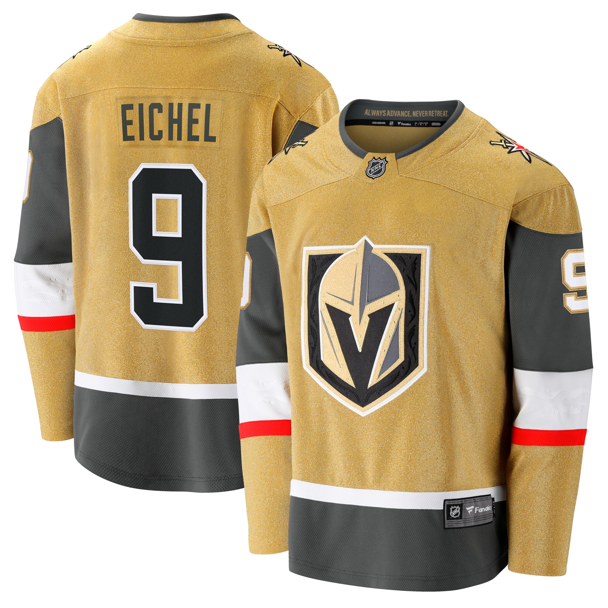 Jack Eichel Vegas Golden Knights Fanatics Home Breakaway Jersey – Gold