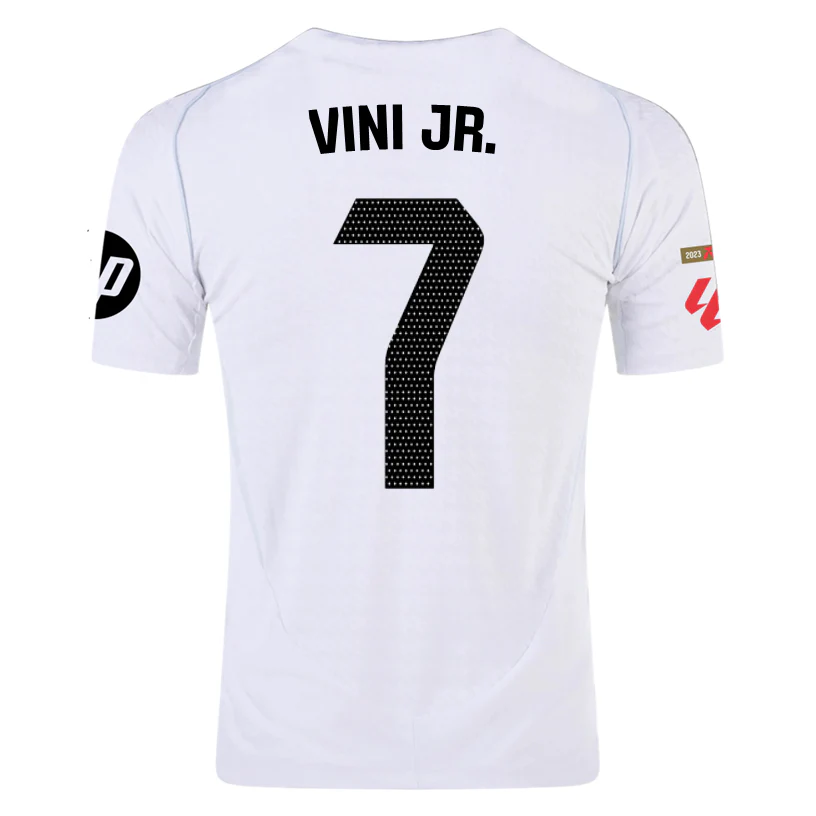 adidas Vini Jr. Real Madrid Authentic Home Jersey w/ La Liga Patches 24/25 (White/Black)