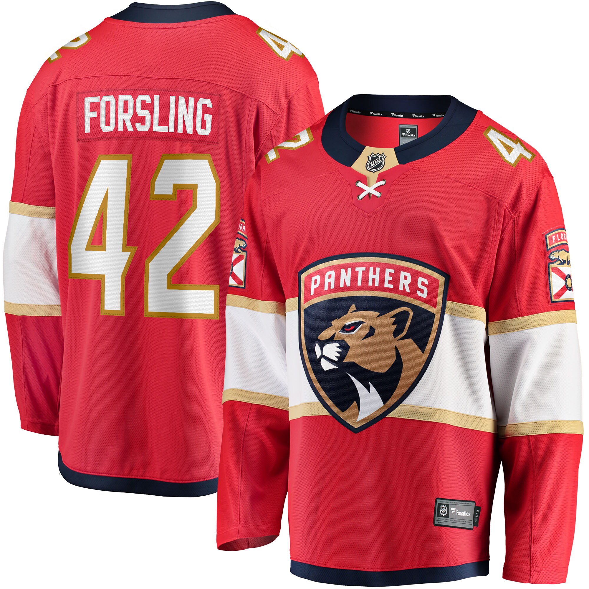 Gustav Forsling Florida Panthers Fanatics Home Breakaway   Jersey – Red