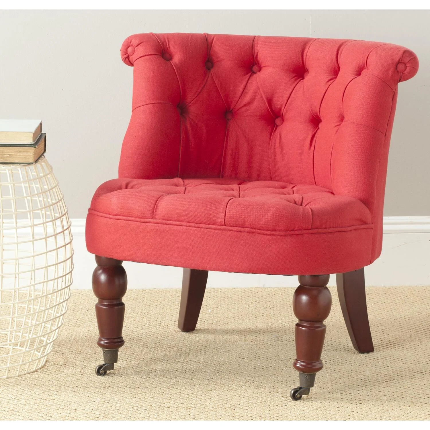 Safavieh  En Vogue Carlin Cranberry Tufted Chair - 26.4