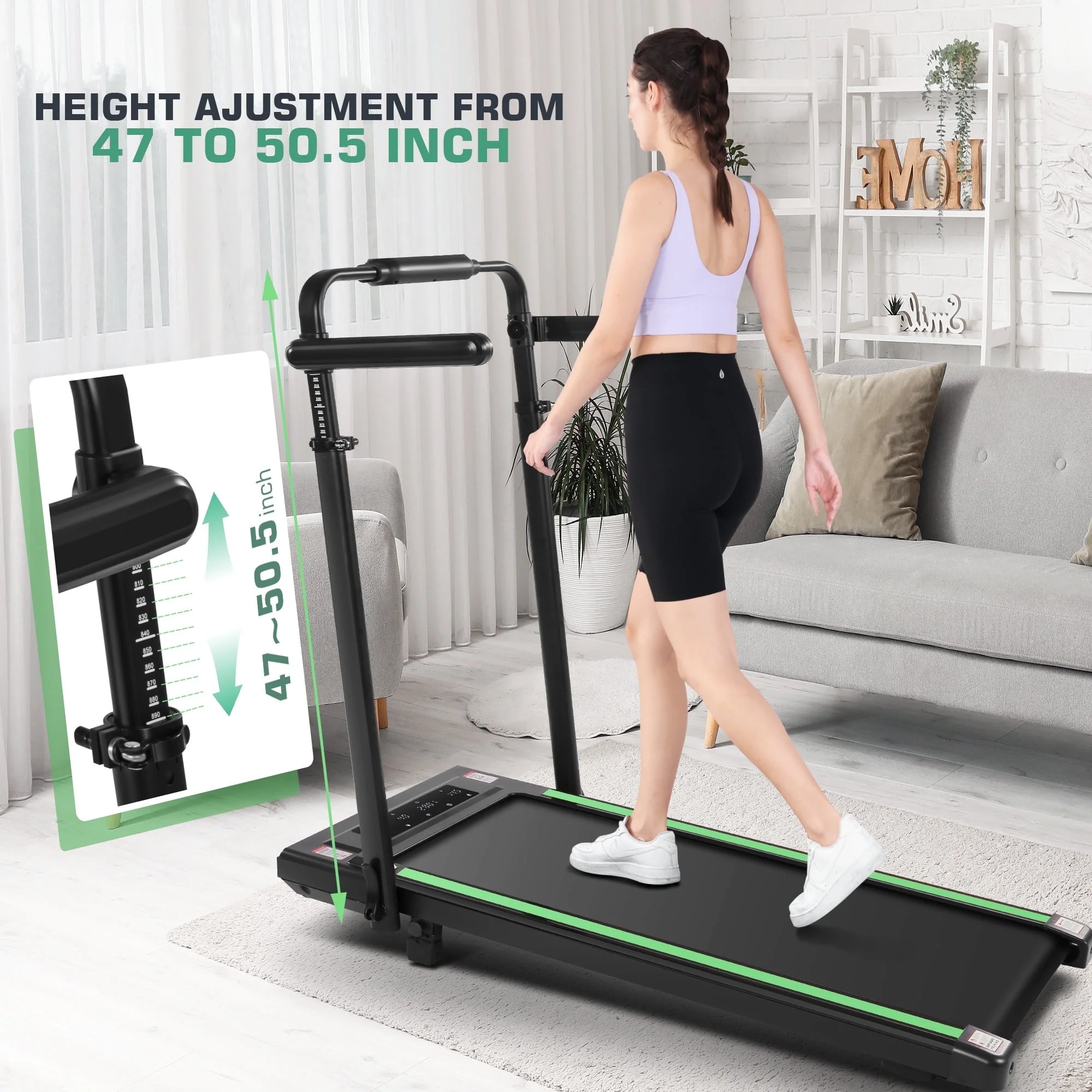 Simpfree 3 in 1 Under Desk Treadmill with Removable Desk, Walking Pad with Height Adjustable Armrests, LED Touch Screen, Remote Control, 0.5-7.5 mph