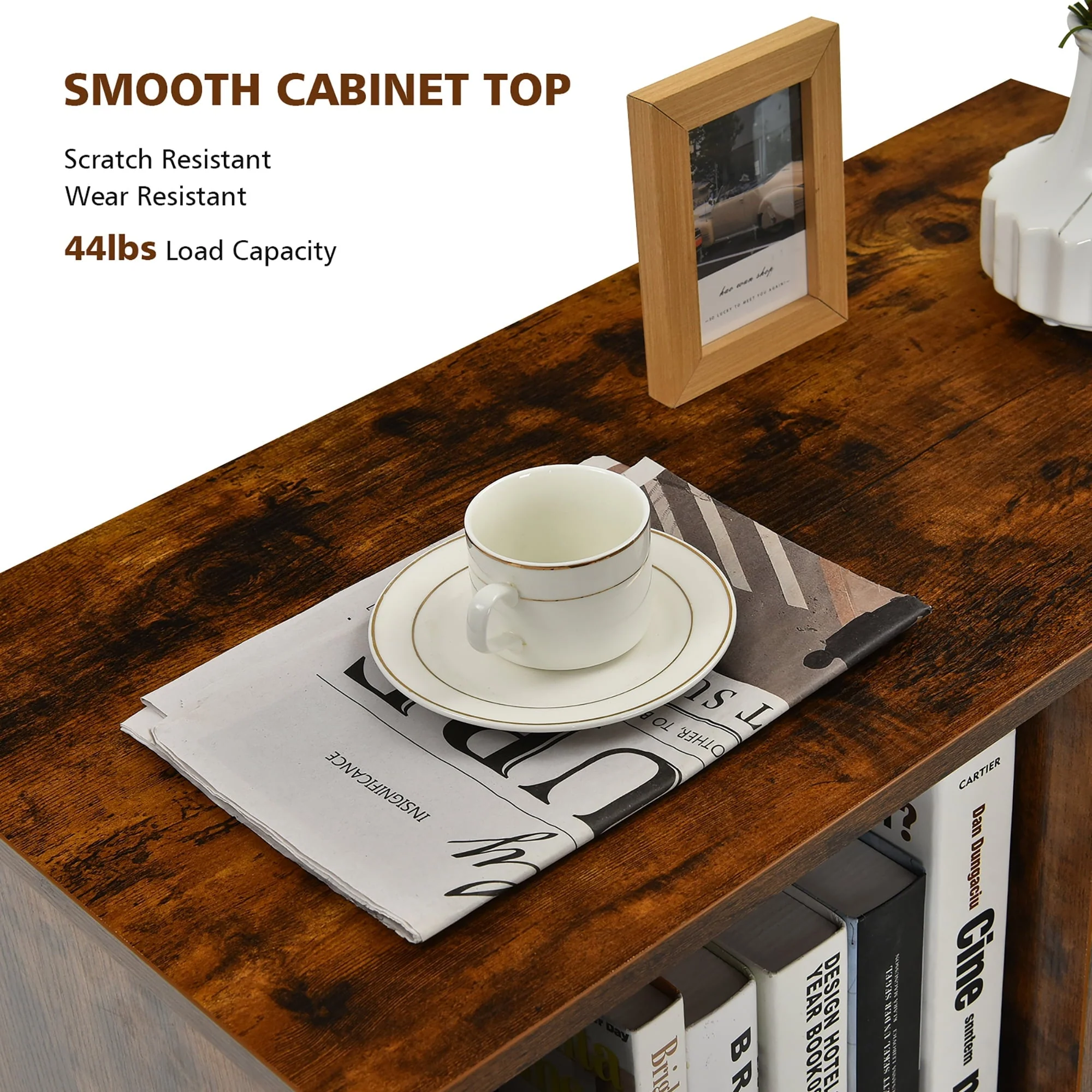 Costway File Cabinet Mobile Lateral Printer Stand with Storage Shelves Brown