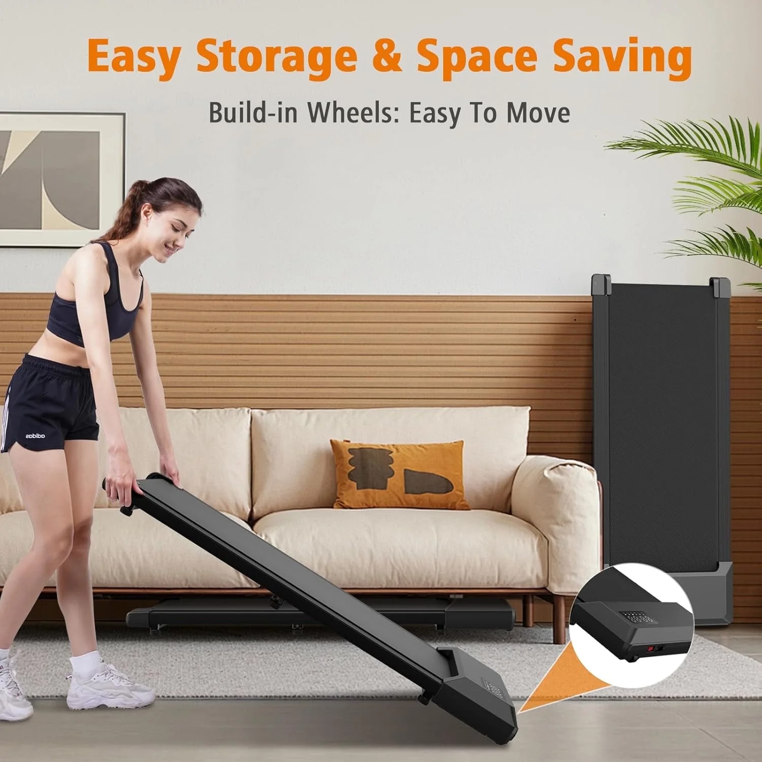 YDZJY 250lb Walking Pad, 0.6-2.5 mph Speed Range 1.2HP Quite Under Desk Treadmill, 2 in 1 Treadmill for Home/Office Exercise with Remote Control, Portable Treadmill with LED Display(Black)