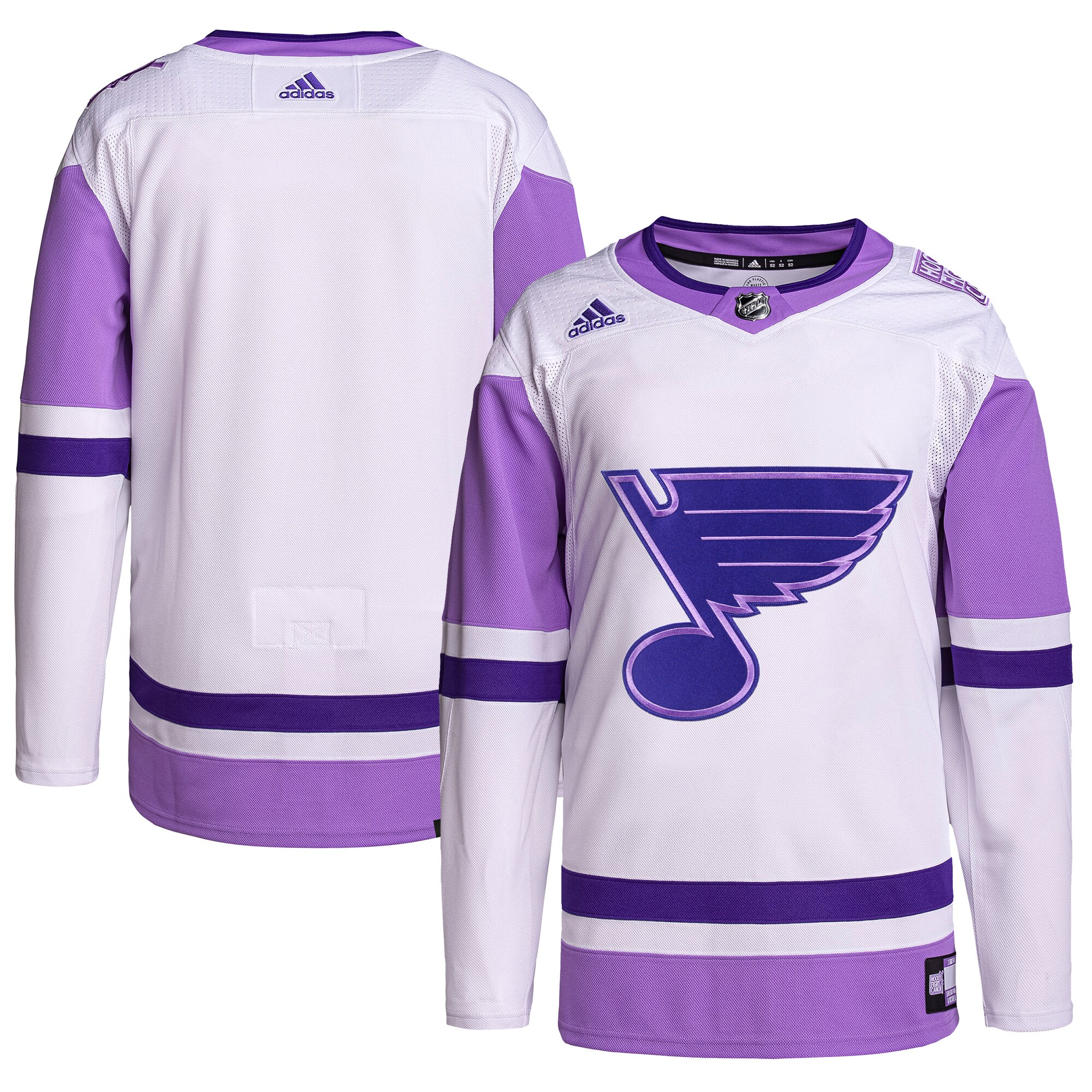 St. Louis Blues  Hockey Fights Cancer Primegreen  Blank Practice Jersey – White/Purple