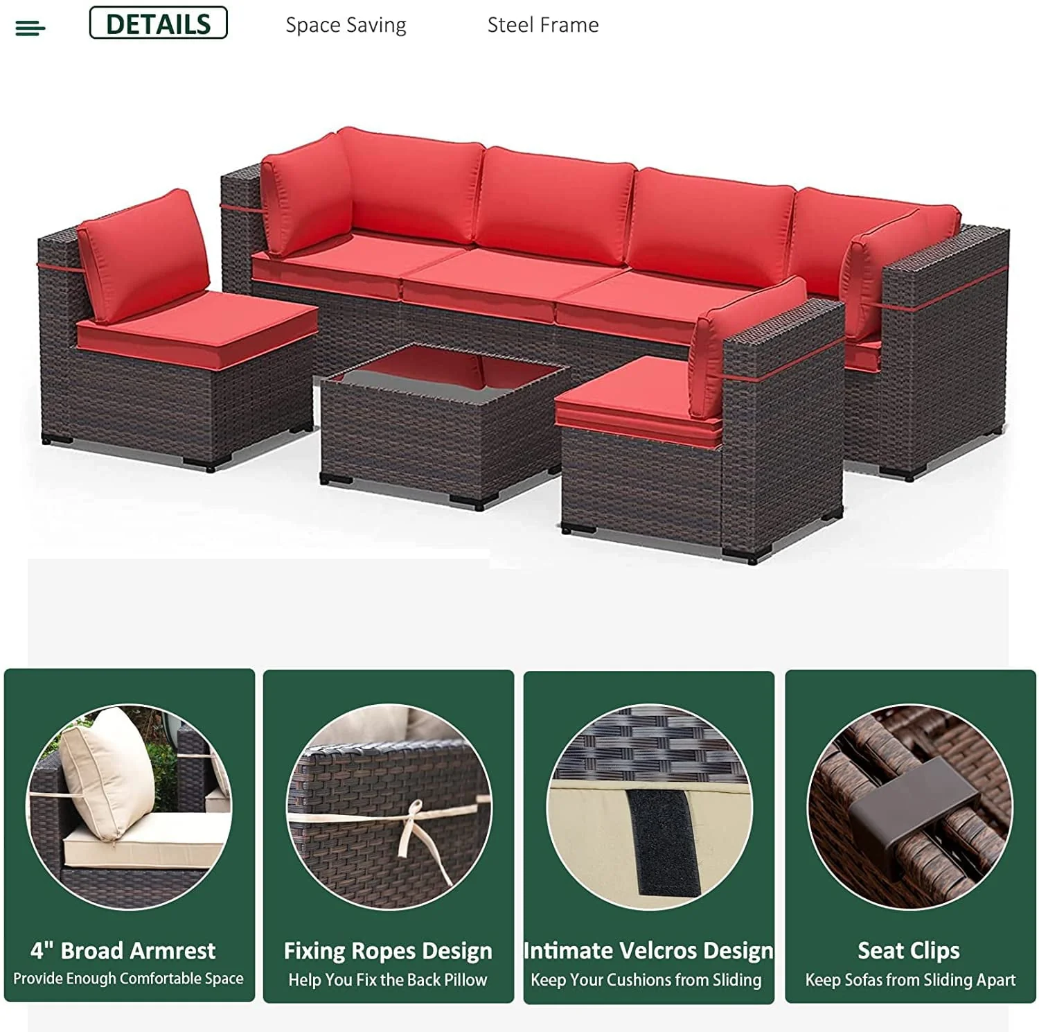 Gotland Outdoor Patio Sectional Furniture Set with 43