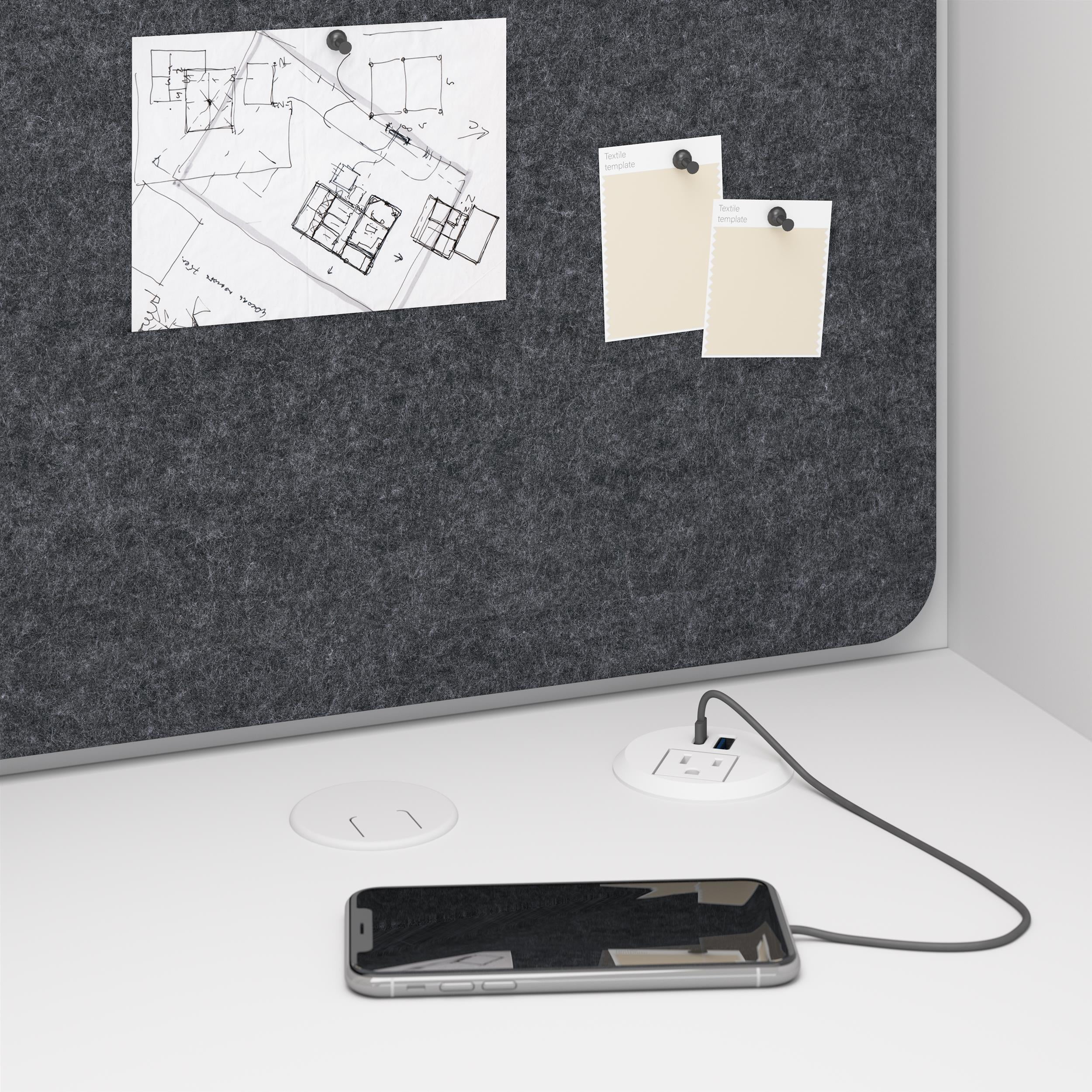 Hustle 60W 2 Person Cubicle Desk with Storage in White - Engineered Wood