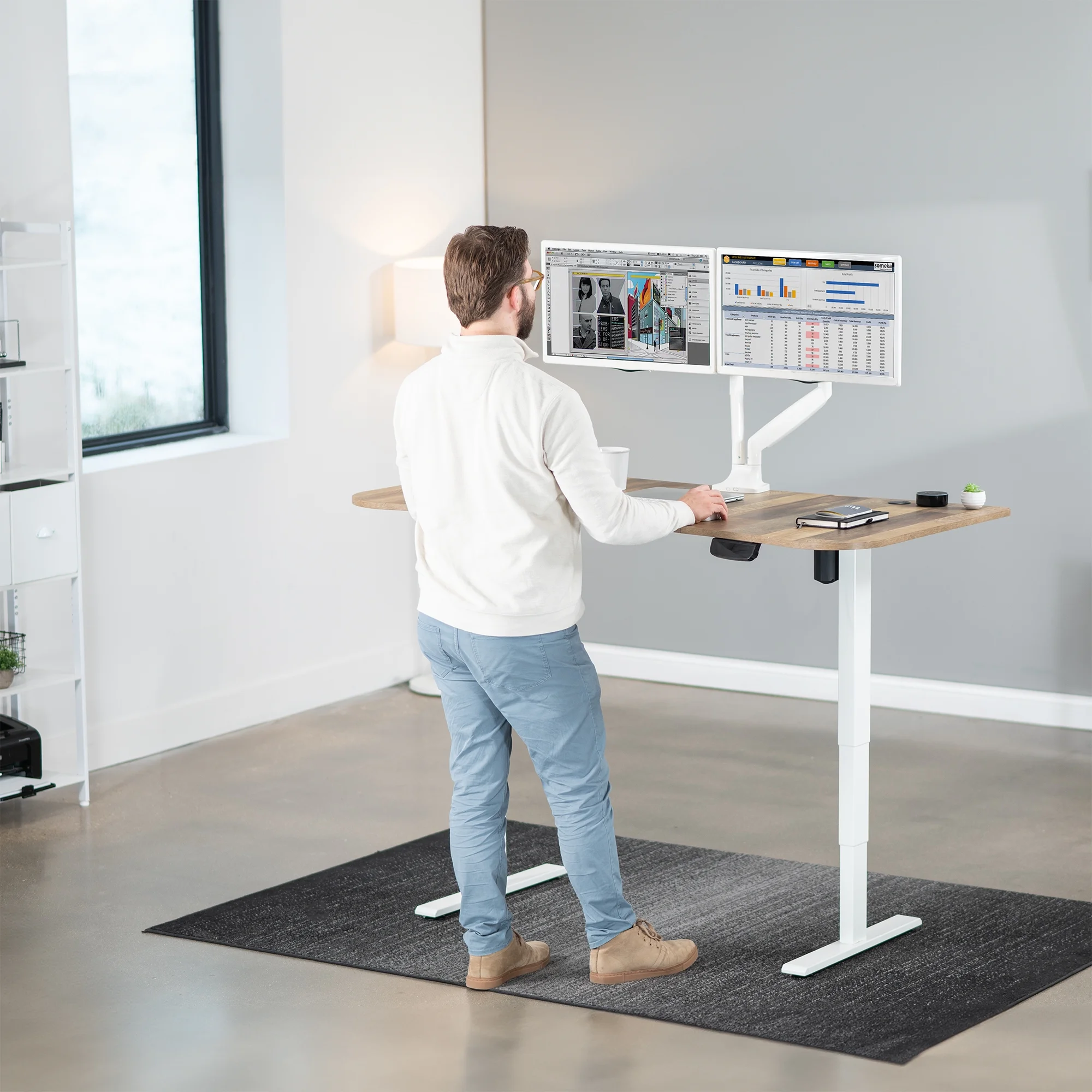 VIVO Reclaimed Wood / Black 63�?x 32�?Electric Height Adjustable Stand Up Desk