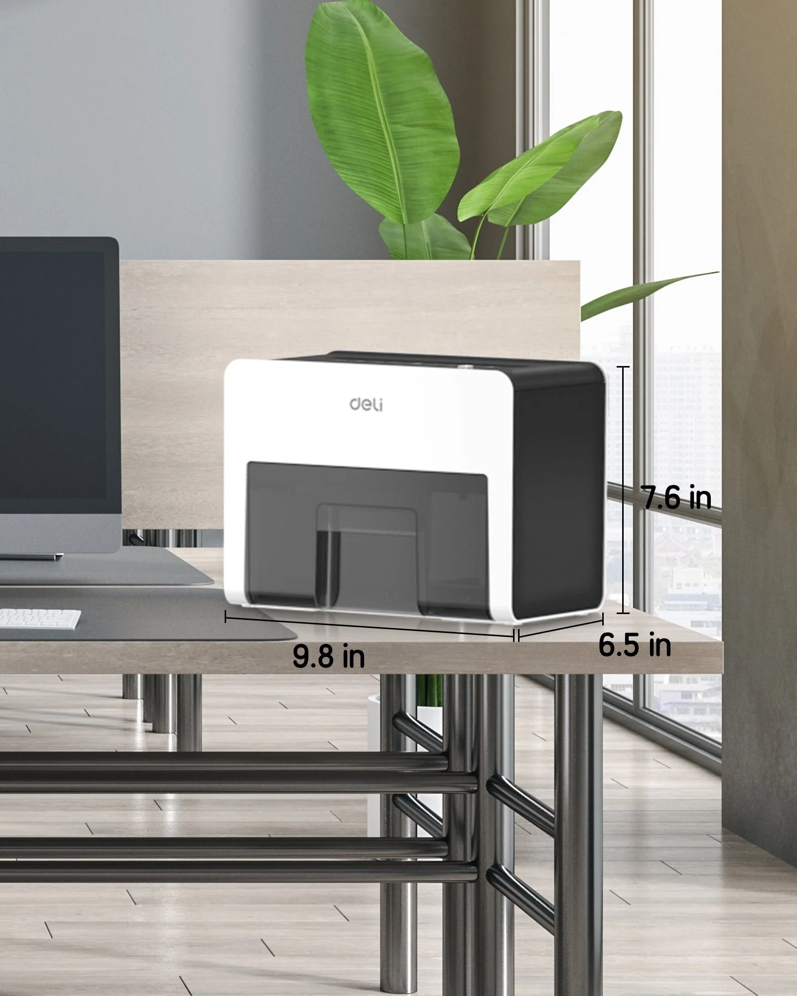 Deli 8-Sheet Paper Shredder Home Office Use Shredder, Mini Desktop Crosscut Shredder with 0.7 Gallon Bin Shred Credit Card/Mail/Staple/Clip, P-4 Security Paper Cutter, White
