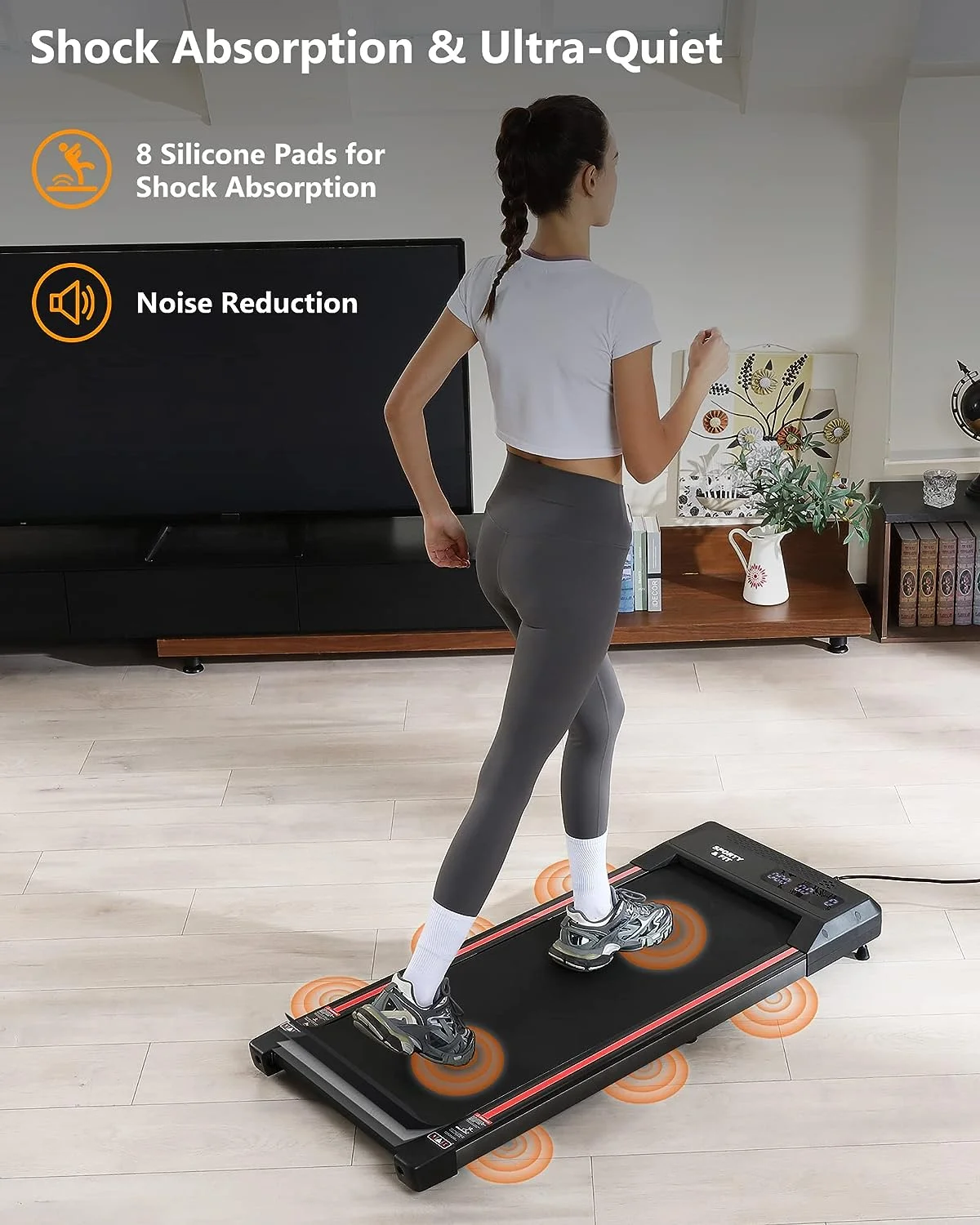 Zzistar Walking Pad Electric Treadmill, 2.5HP 0.6-3.8 mph Remote & Button Control Under Desk Treadmill with LCD Monitor
