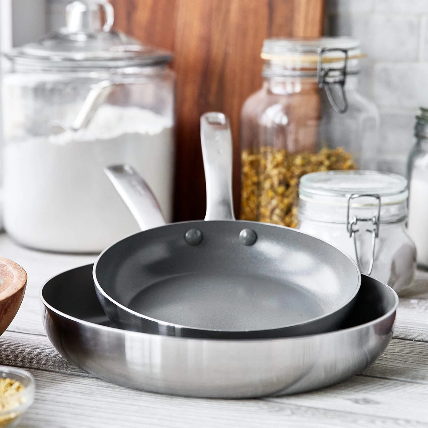 GreenPan Chatham Tri-Ply Stainless Steel Healthy Ceramic Nonstick Induction Suitable, 2 Piece Frypan Set, 8