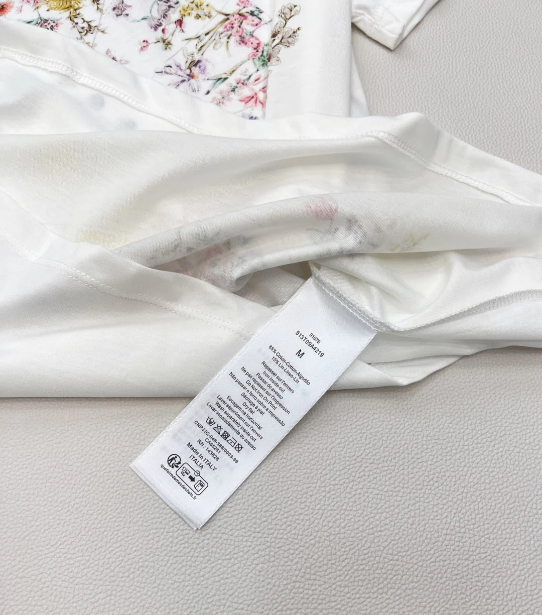 Floral five-pointed star print round neck short sleeves