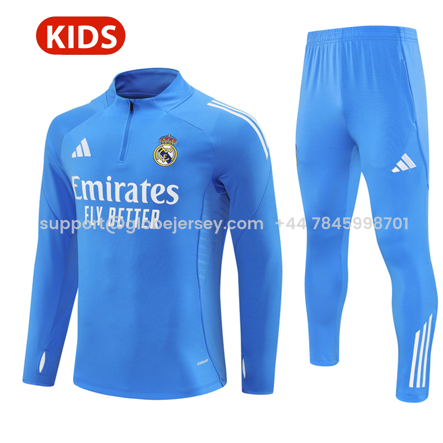 Real Madrid 25-26 Kids Long Sleeve Training Set - Bright Blue Top & Pants