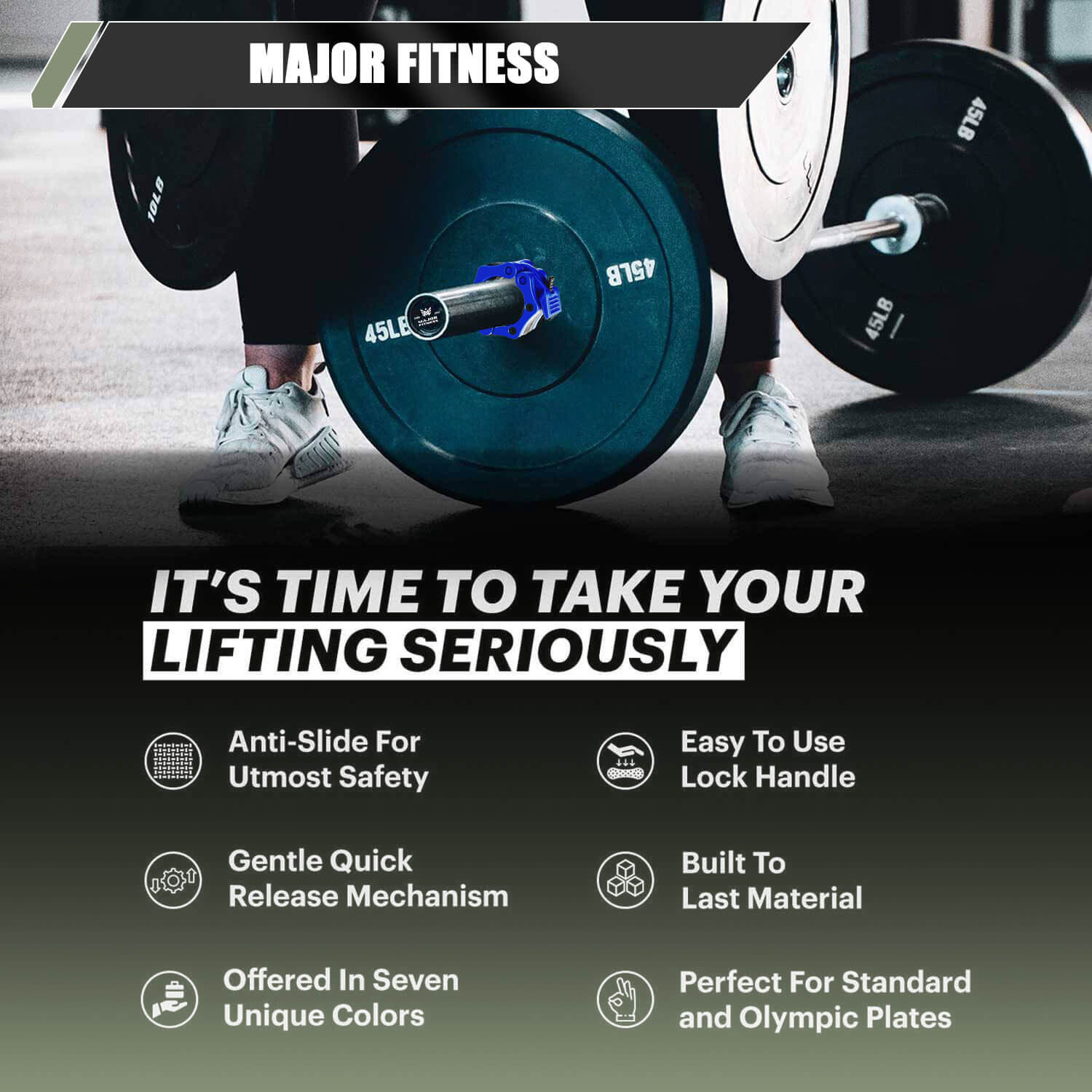 Major Fitness Barbell Collars | Olympic Barbell Clamps Sold In Pairs