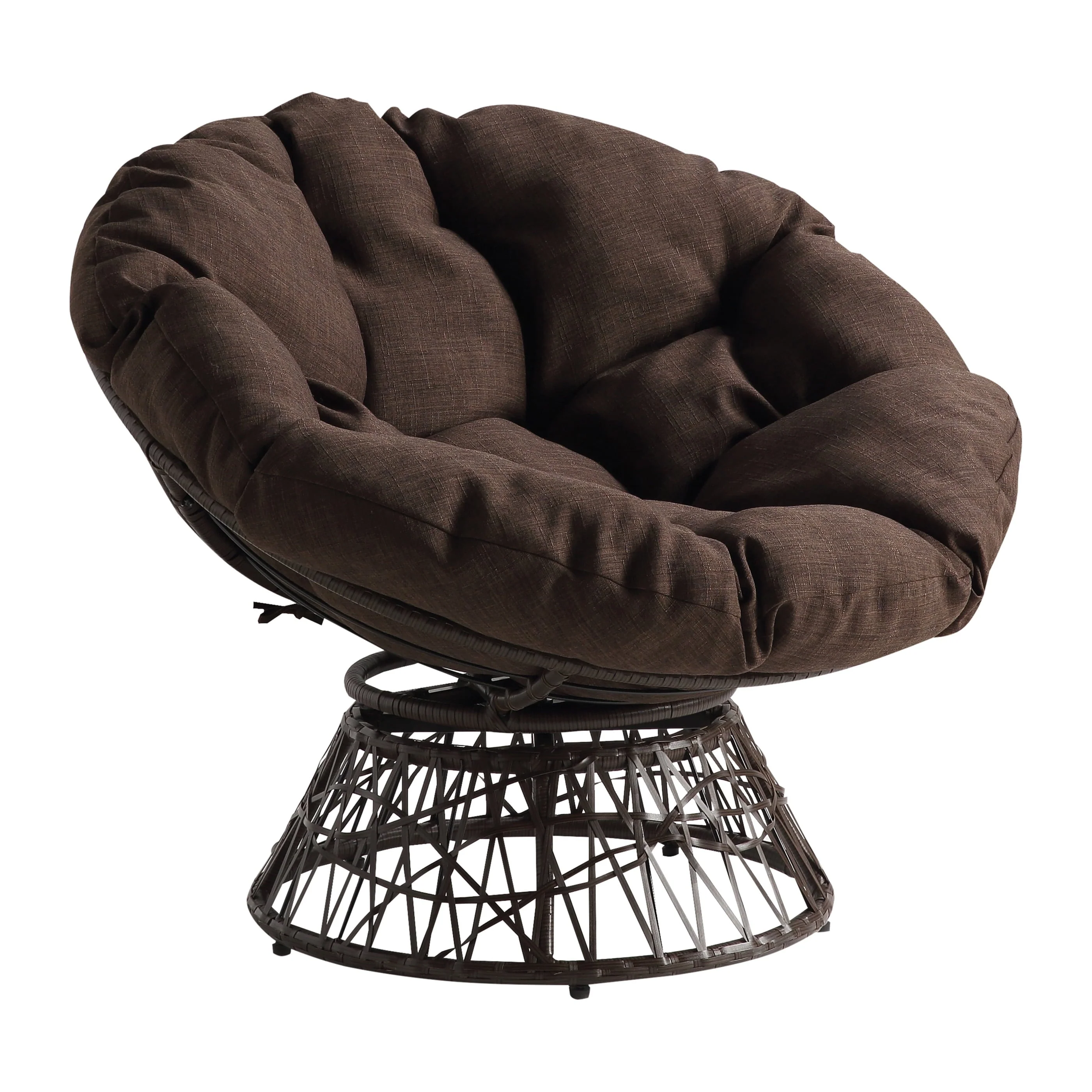 OSP Home Furnishings Wicker Papasan Chair with 360-Degree Swivel, 40” W x 36” D