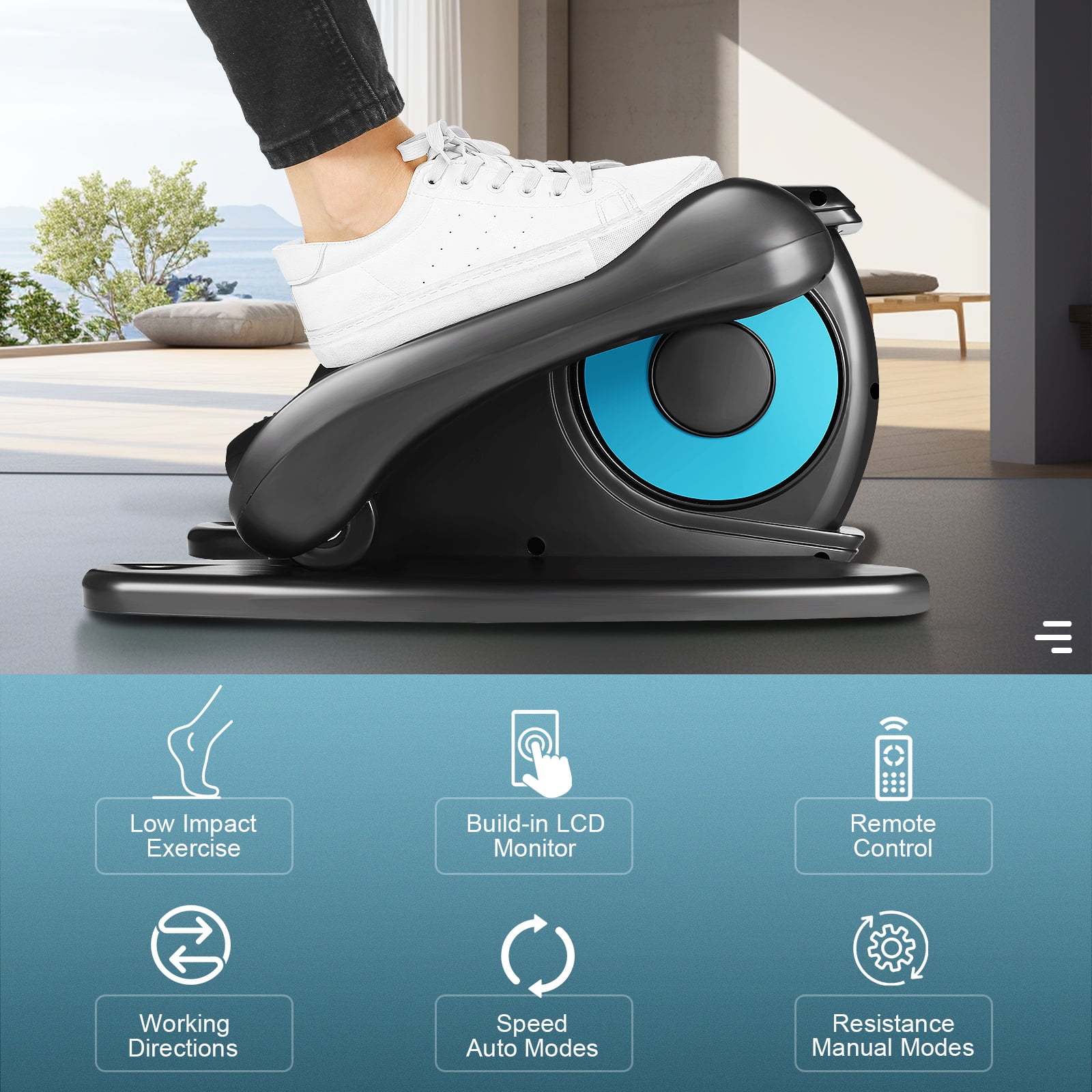 Elliptical Machine, Under Desk Elliptical with Remote Control, Quiet Home Ellipse Exerciser for Seniors