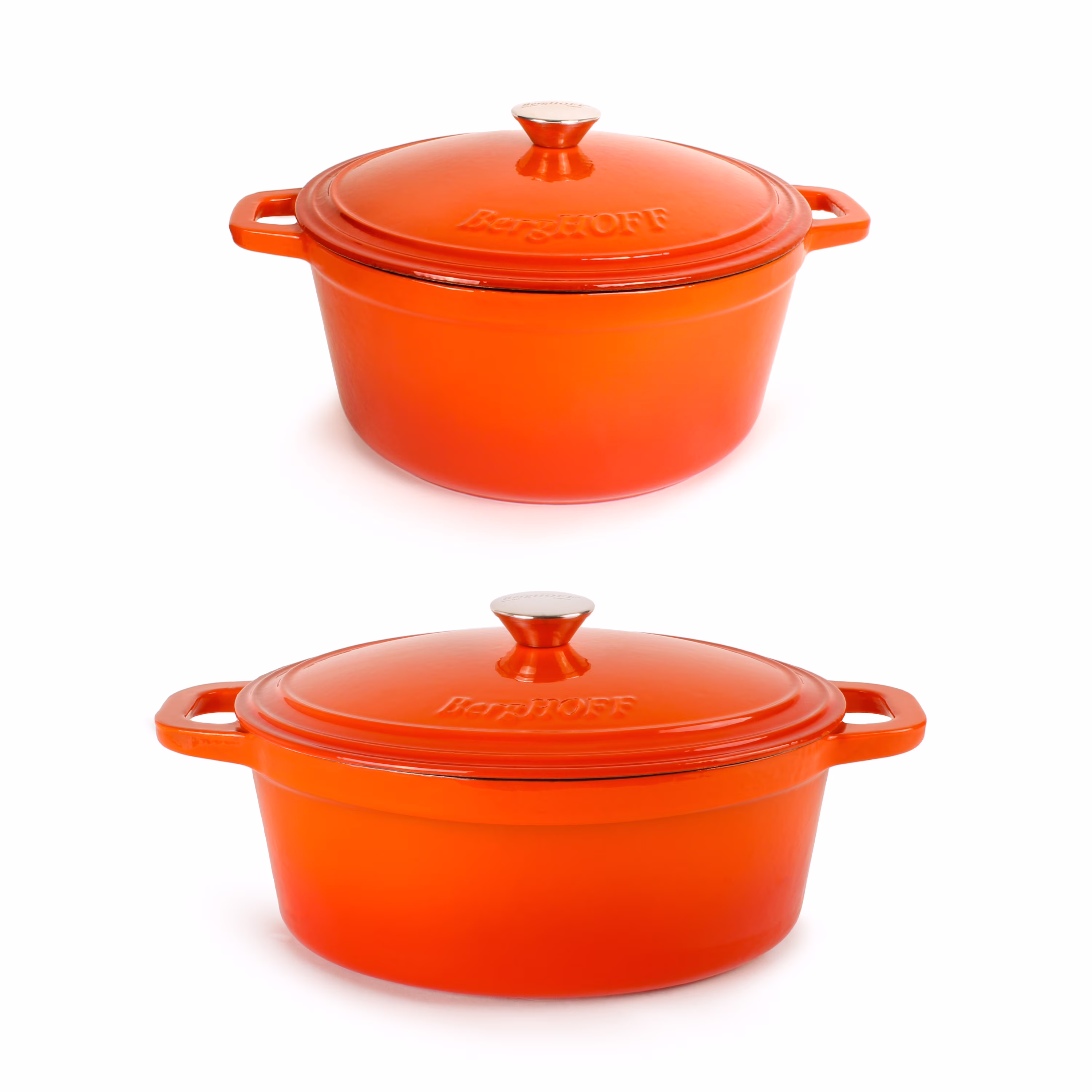 BergHOFF Neo 4Pc Cast Iron Set: 5qt. & 7qt. Covered Dutch Ovens, Green