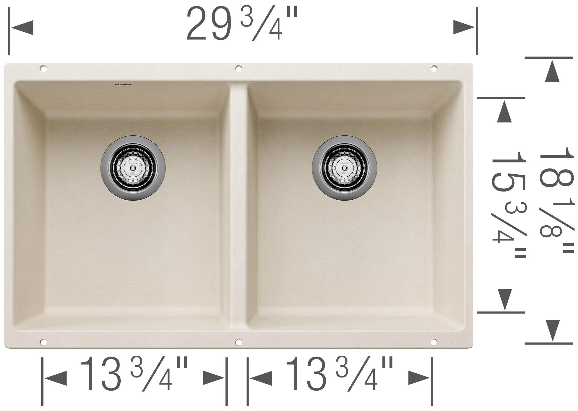 Blanco 442927 Precis Equal Double Bowl Undermount Kitchen Sink, Coal Black