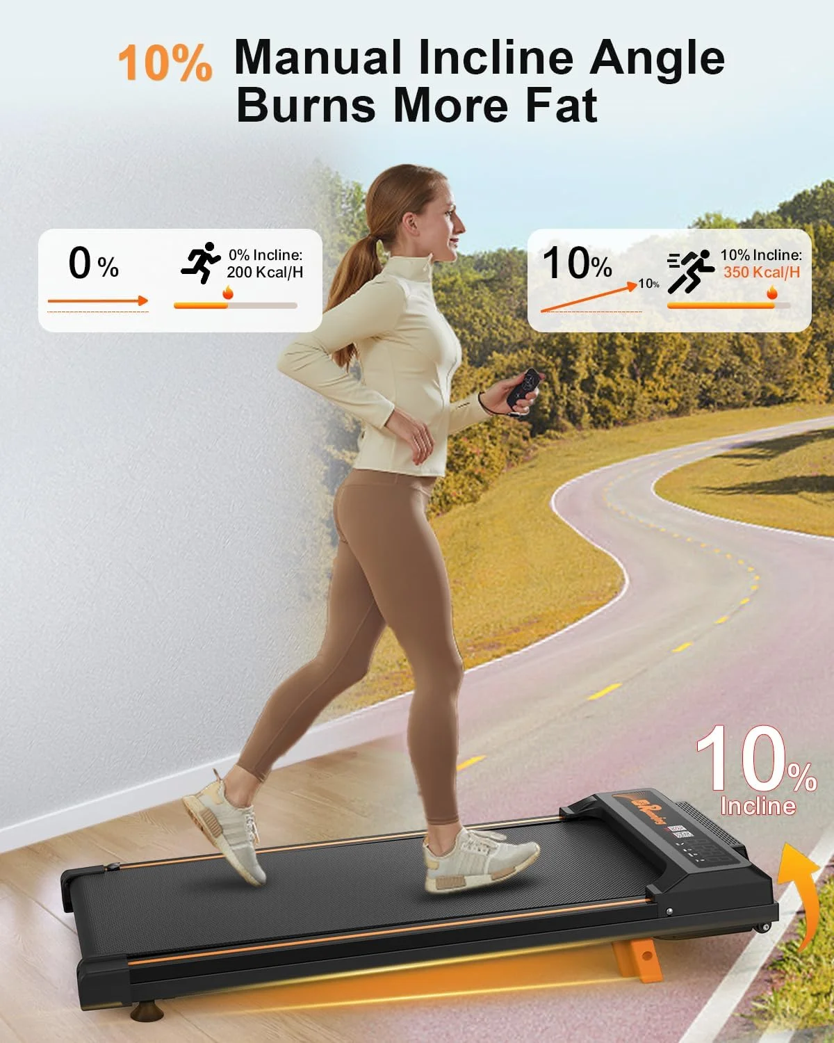 SUWU Walking Pad Running Machine Walking Machine for Home Under Desk Treadmill with LED Display and 12 Preset Programs 2.25HP Portable Treadmill Jogging Machine for Office Small Space
