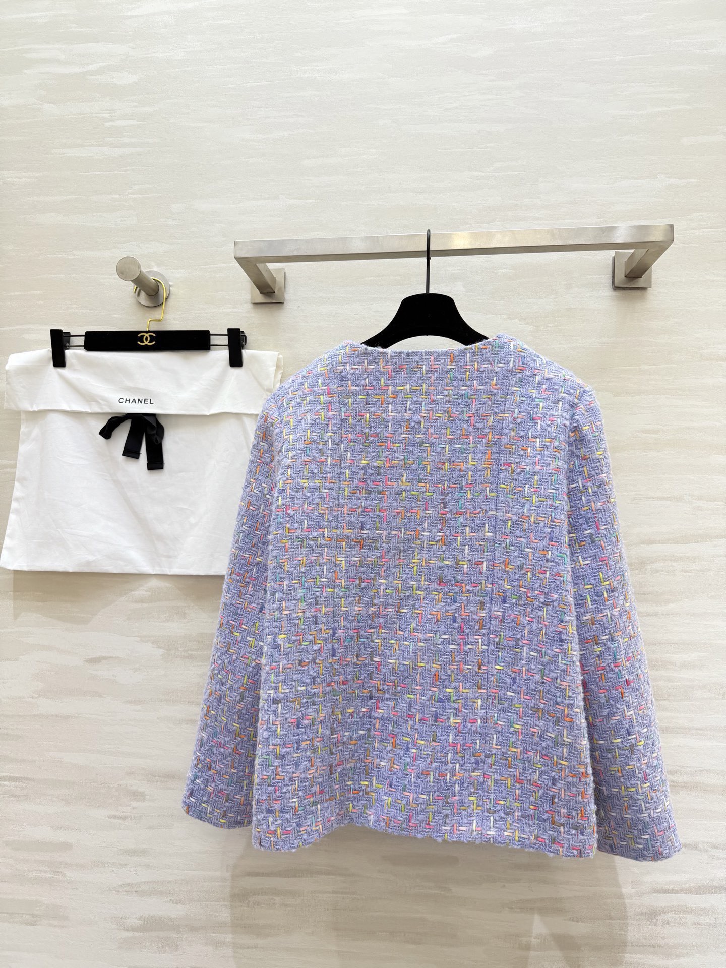 Wool knitted tweed coat