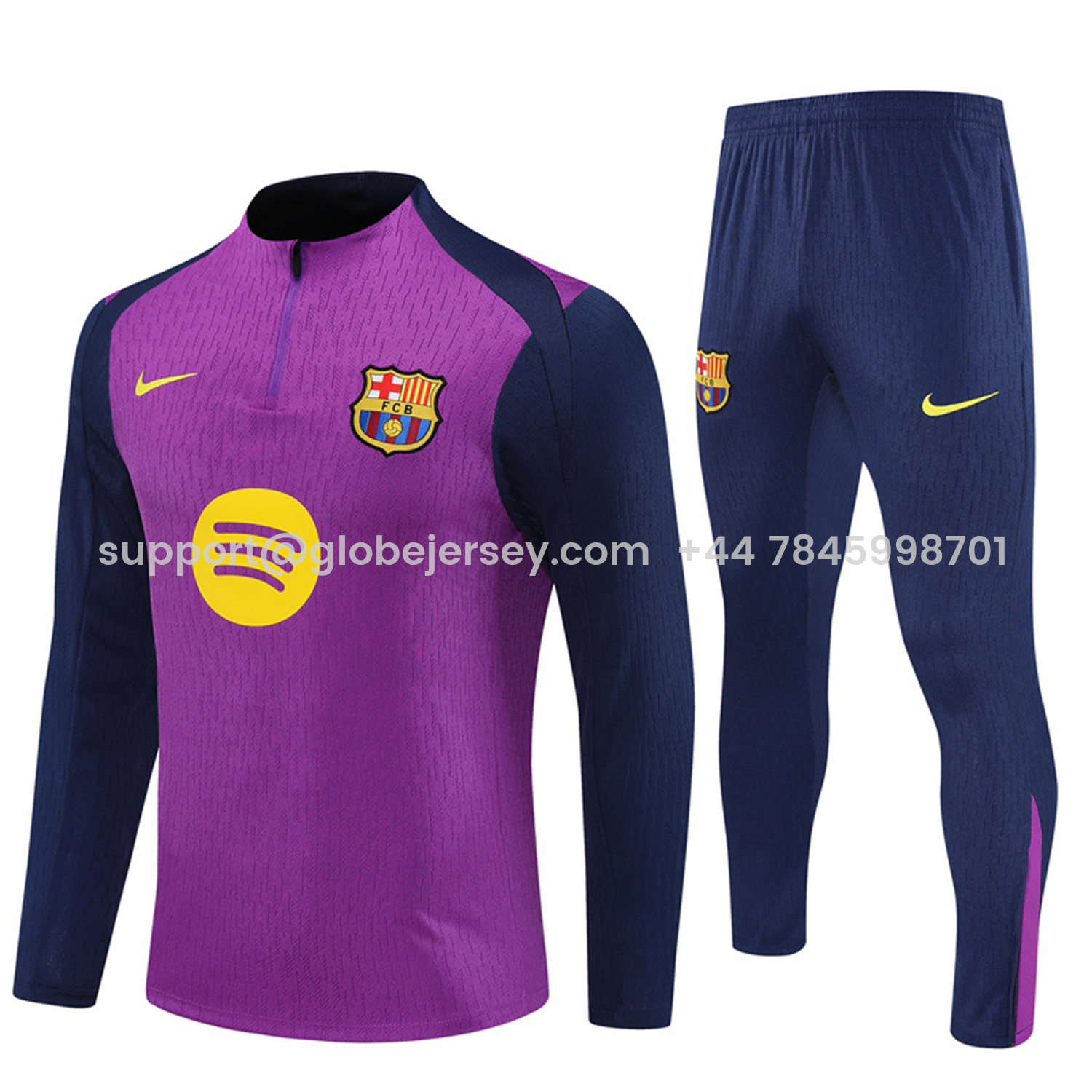 Barcelona 25-26 Long Sleeve Training Set - Purple Top & Deep Blue Pants