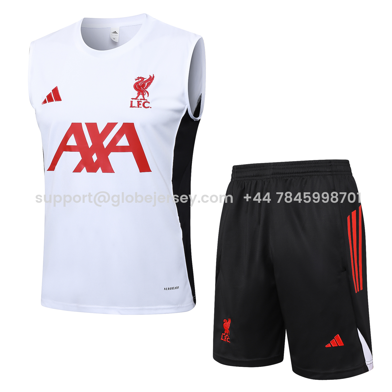 Liver.pool 25-26 Vest Training Set - White Vest & Black Shorts