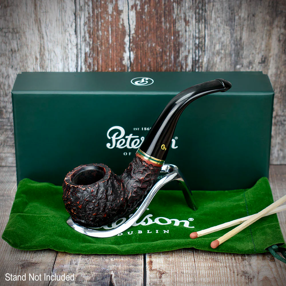 Peterson of Dublin Emerald Rusticated Briar Smoking Pipe - Shape 03 - 9mm