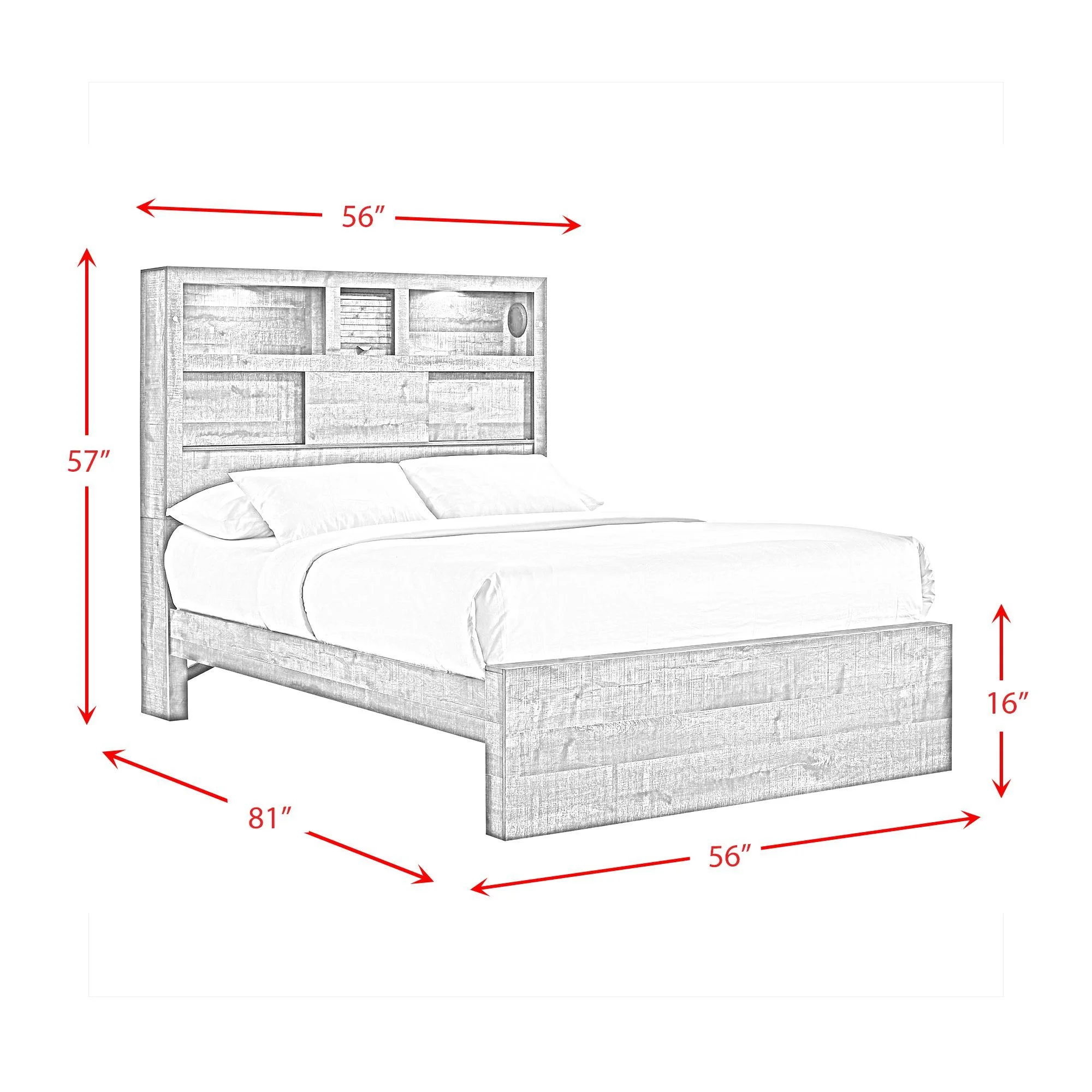 Beckett Queen Bookcase Panel 6PC Bedroom Set with Bluetooth